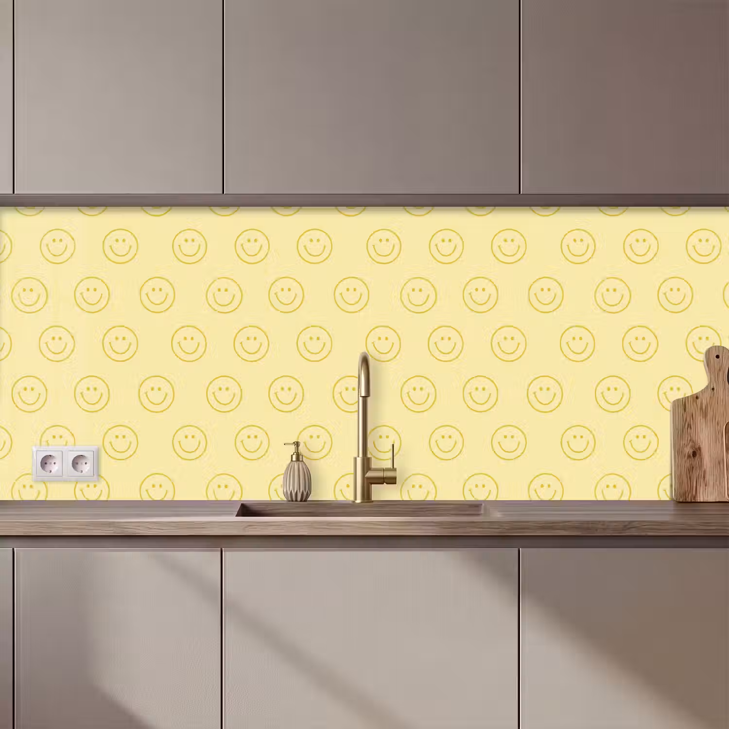 Smileys - Patroon - Retro - Zachtgeel keuken achterwand 2 middel 871 zz_3dshopping