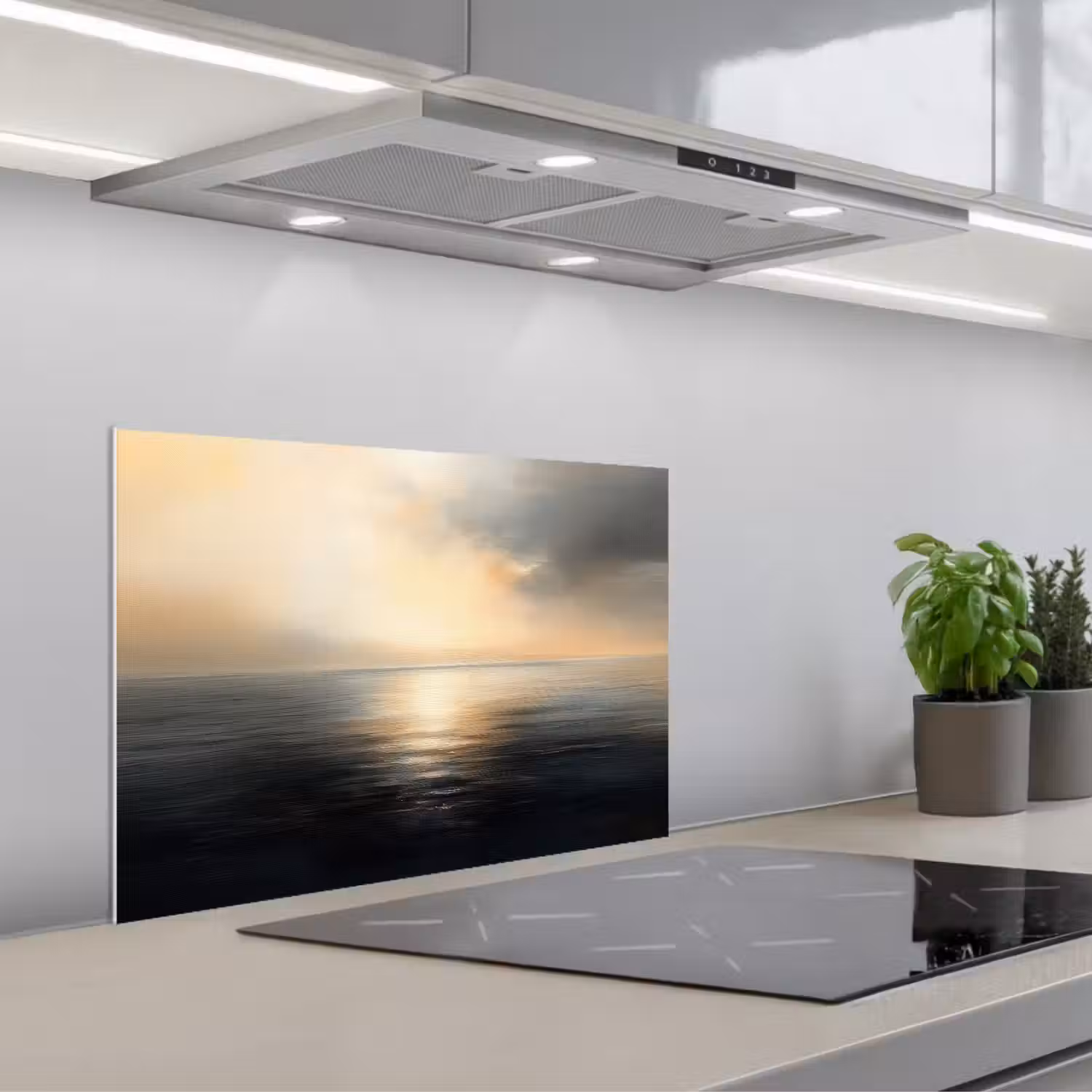 Zon - Horizon - Zee keuken achterwand spatscherm klein -3d_schuin