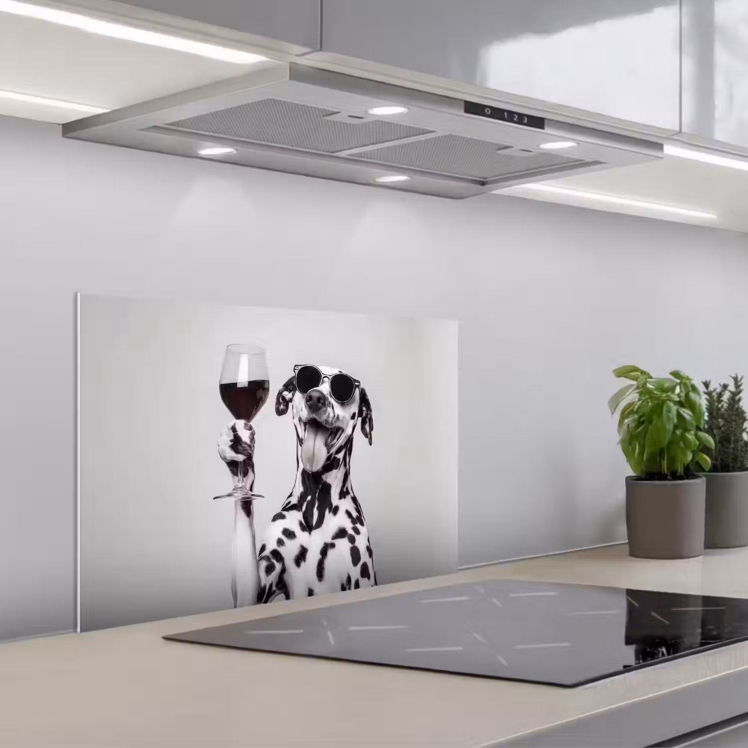 Zonnebril - Dalmatiër - Wijnglas - Tong keuken achterwand spatscherm klein -3d_schuin