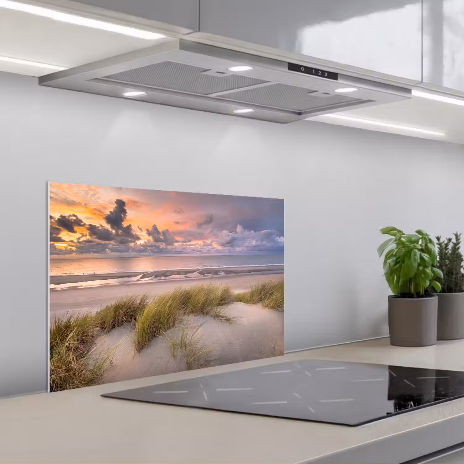 Zonsondergang - Duin - Strand - Planten - Zee keuken achterwand spatscherm klein -3d_schuin