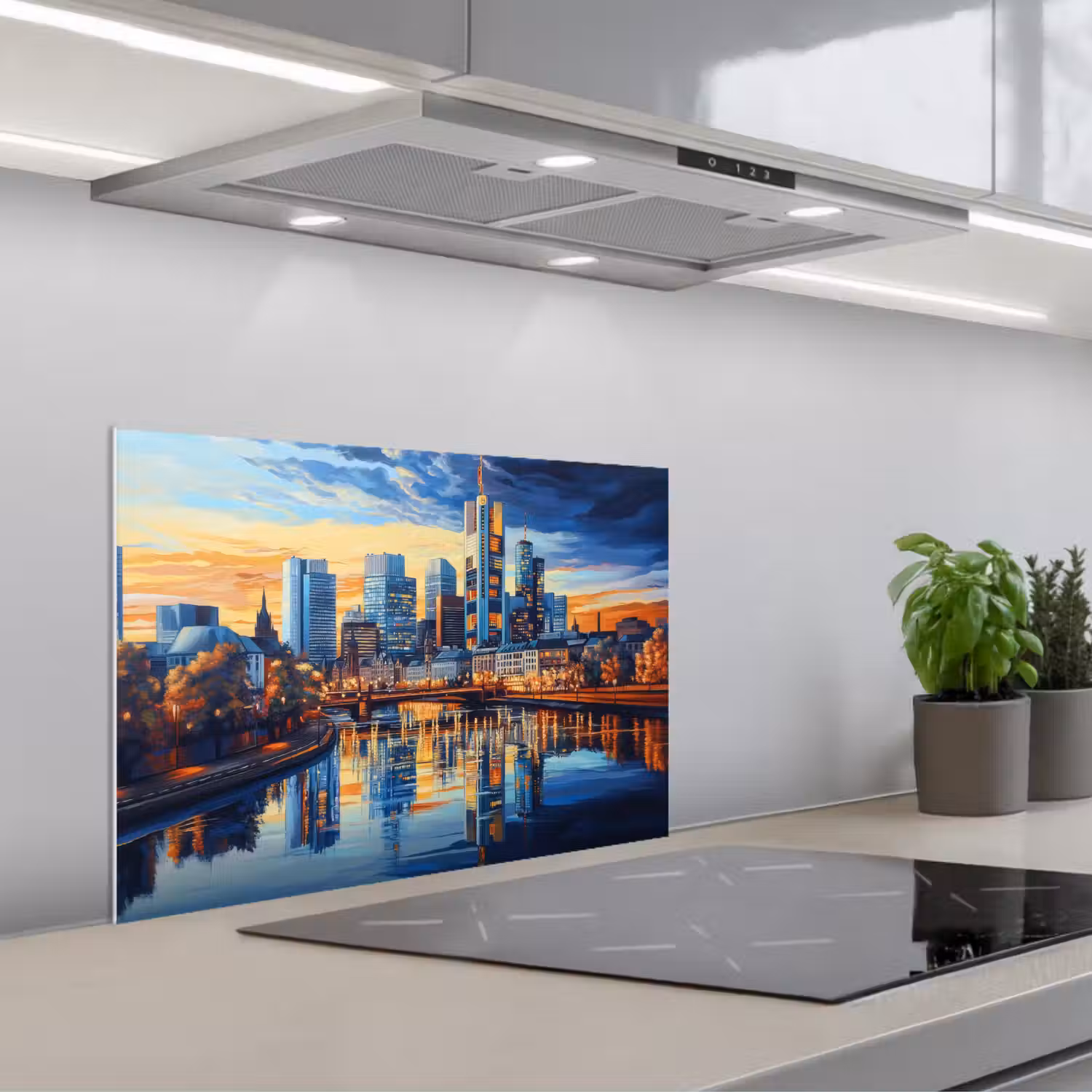Zonsondergang Frankfurt - Stad - Skyline - Water keuken achterwand spatscherm klein -3d_schuin