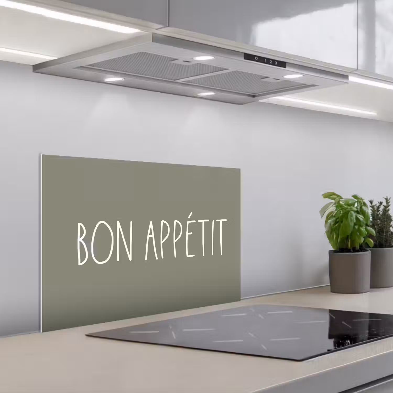 Spreuken - Bon appétit - Quotes - Eet smakelijk - Eten keuken achterwand spatscherm klein -3d_schuin