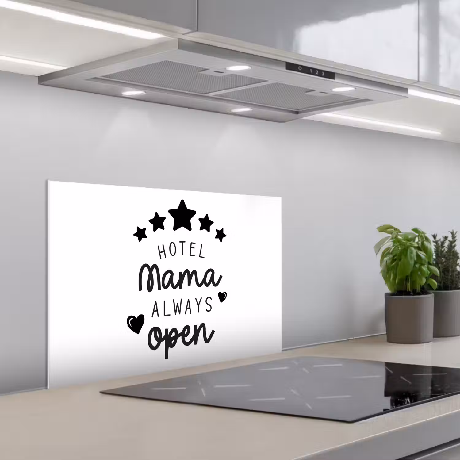 Spreuken - Hotel mama always open - Mama - Quotes keuken achterwand spatscherm klein -3d_schuin