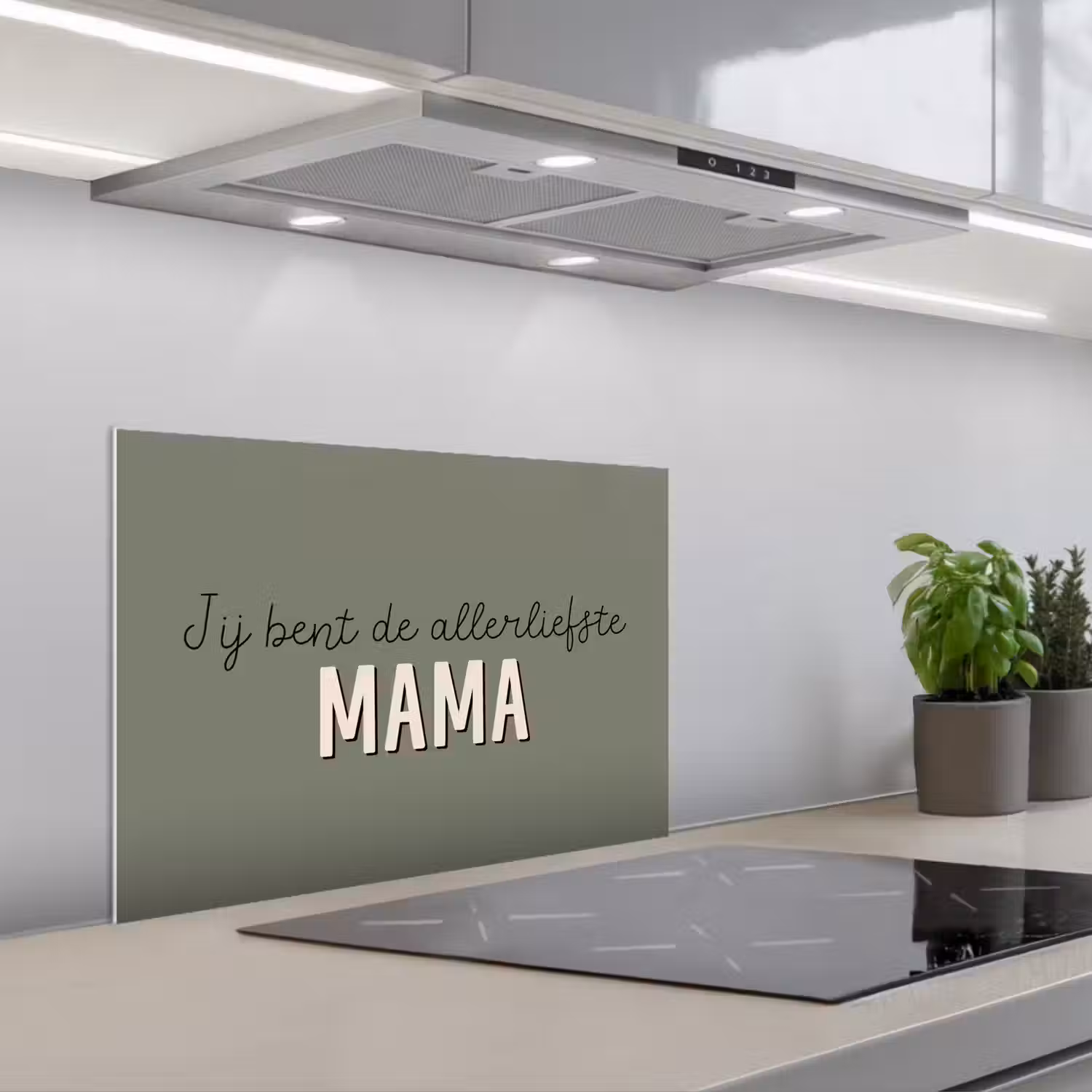 Spreuken - Quotes Jij bent de allerliefste Mama - Moederdag - Moeder cadeautje keuken achterwand spatscherm klein -3d_schuin