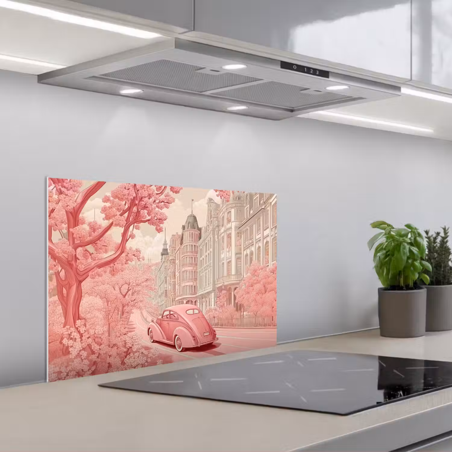 City - Car - Pink keuken achterwand spatscherm klein -3d_schuin