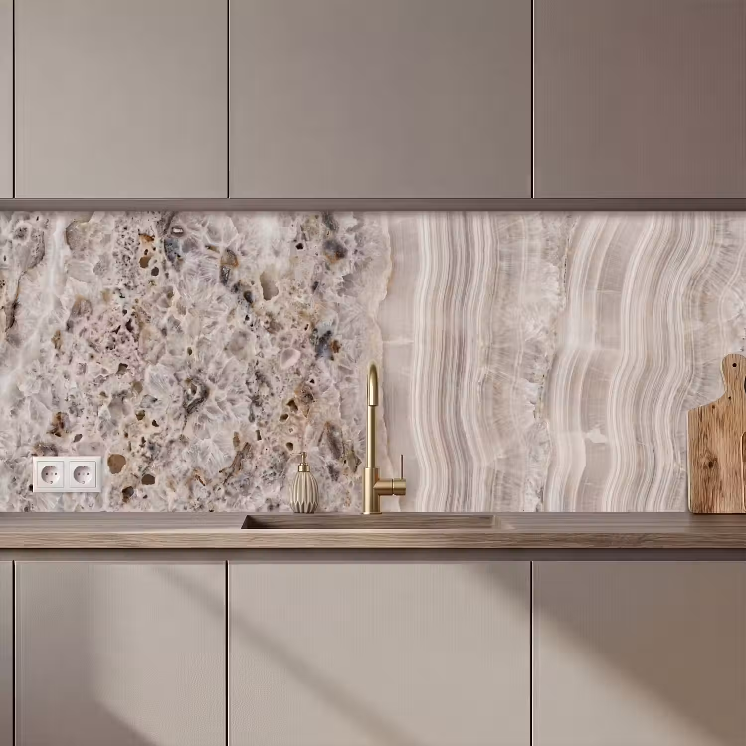 Steen - Textuur - Abstract - Beige - Wit keuken achterwand 2 middel zz_3dshopping