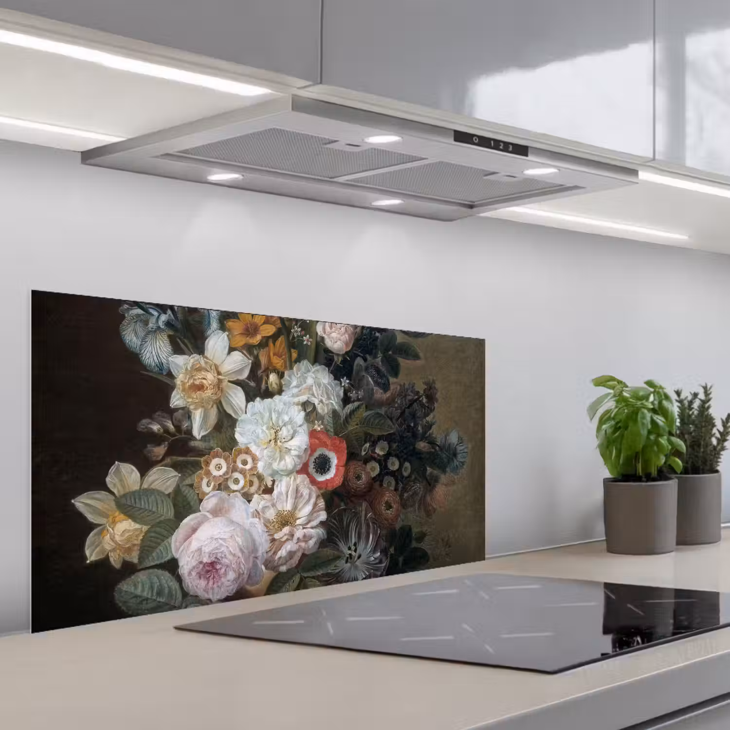 Stilleven met bloemen - Schilderij van Eelke Jelles Eelkema keuken achterwand spatscherm middel -3d_schuin