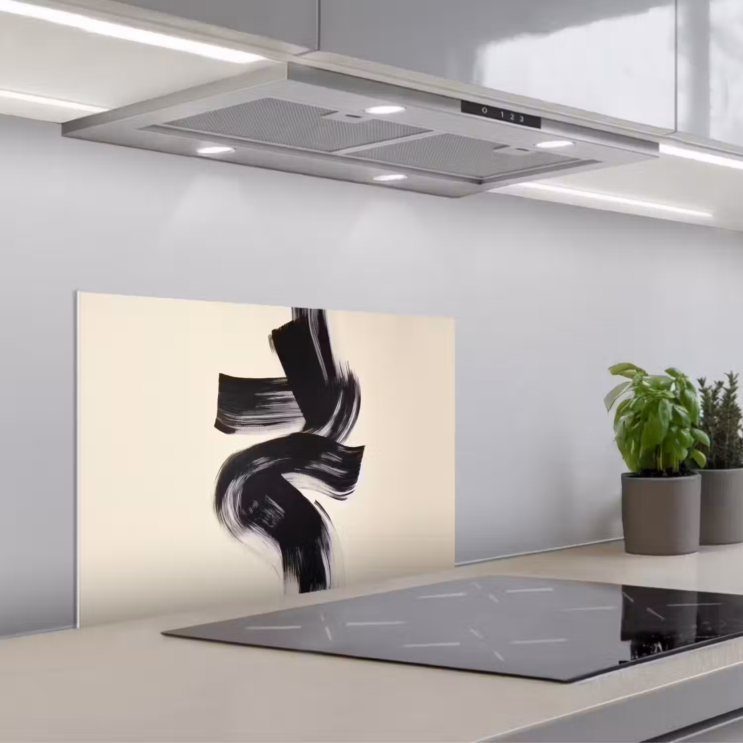 Strepen - Zwart - Abstract keuken achterwand spatscherm klein -3d_schuin