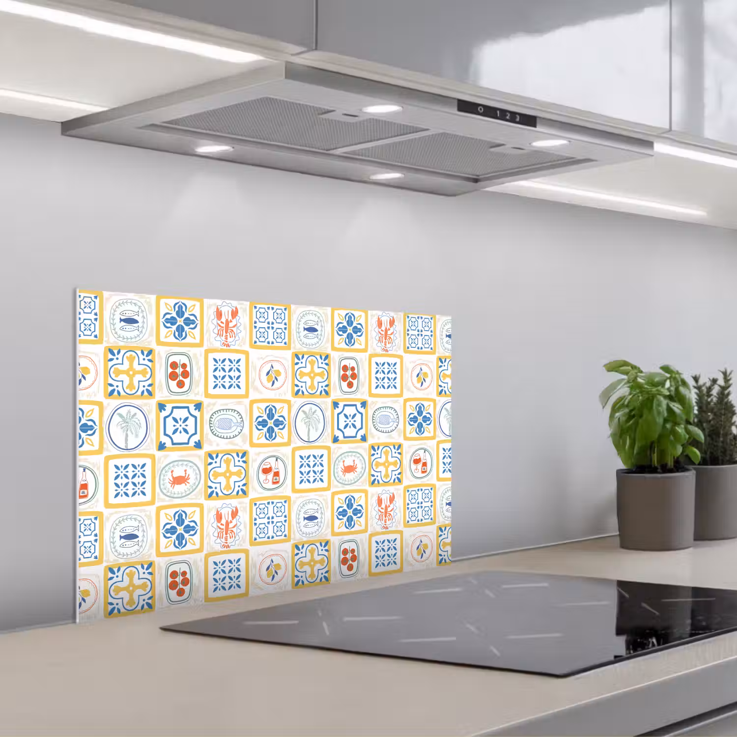 Zee - Sfeer - Mozaïek - Vis keuken achterwand spatscherm klein 900 -3d_schuin
