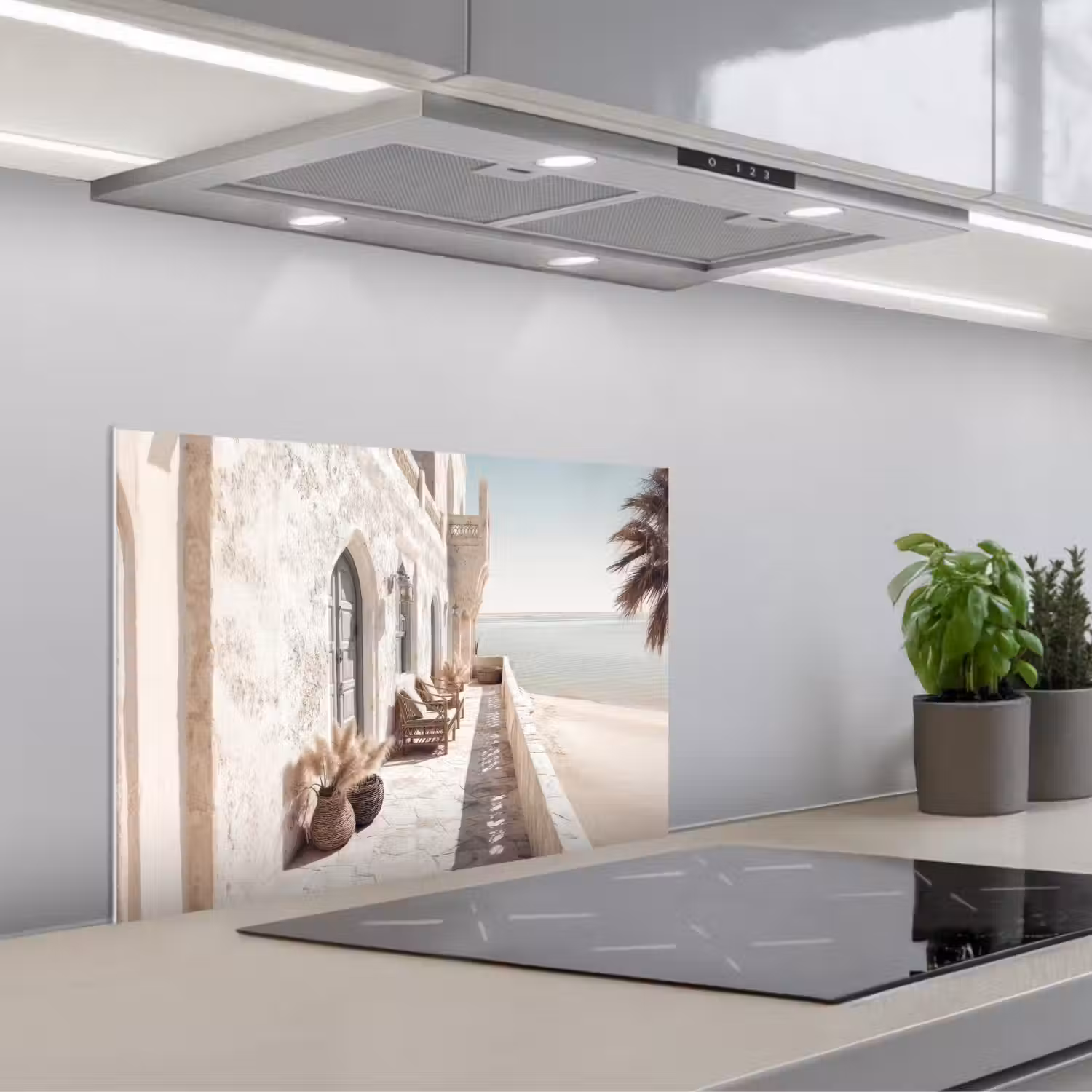 Terras - Stoelen - Strand - Beige keuken achterwand spatscherm klein -3d_schuin