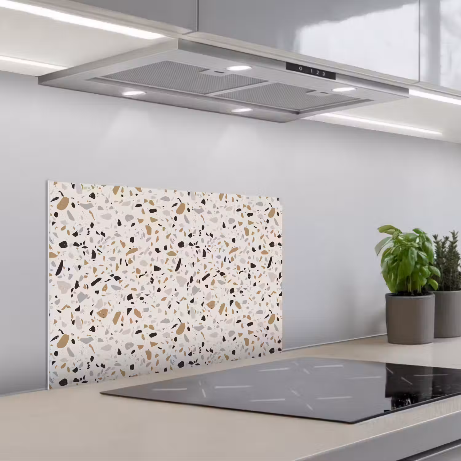 Terrazzo - Patroon - Staal keuken achterwand spatscherm klein 900 -3d_schuin