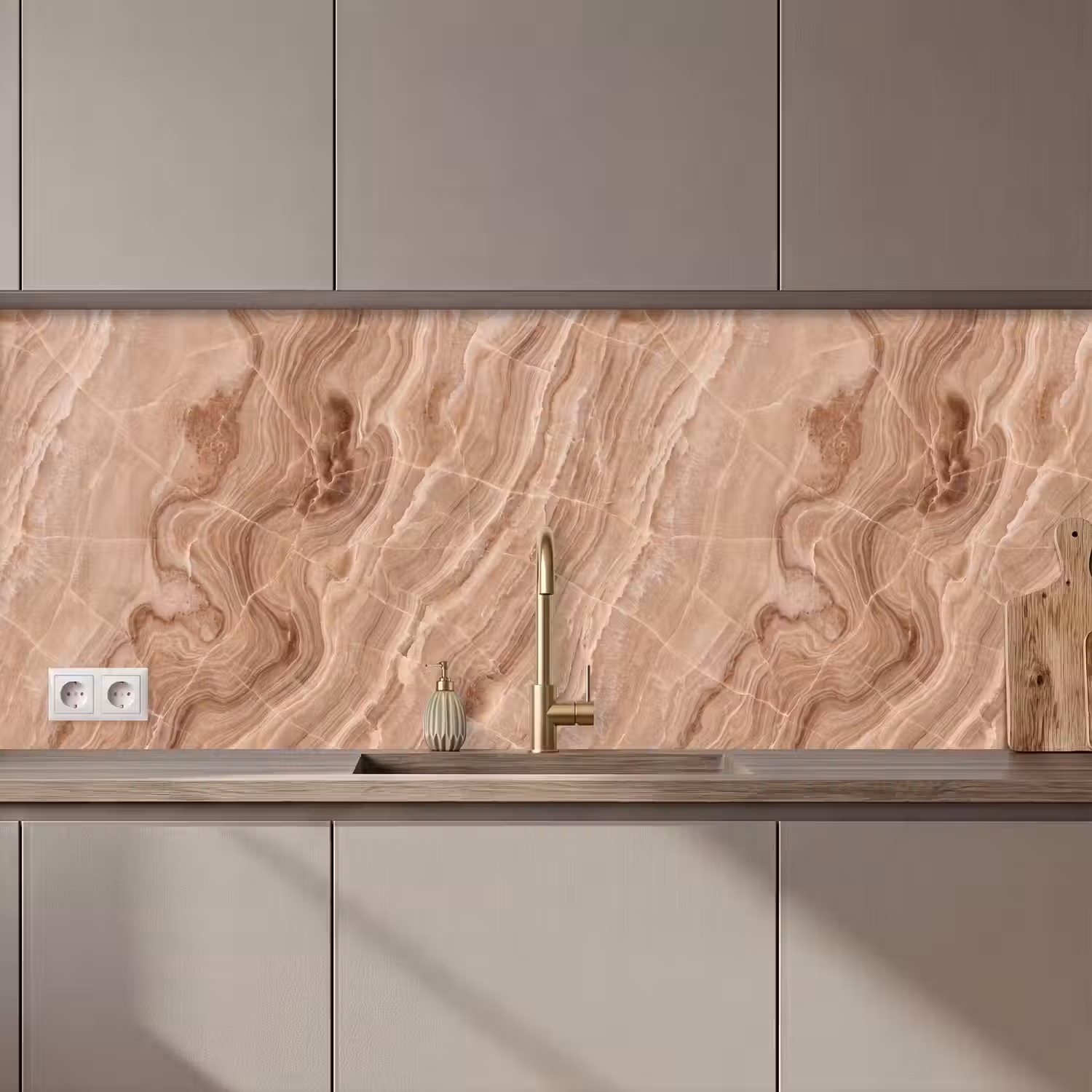 Textuur - Golvend - Abstract - Warm - Bruin keuken achterwand 2 middel zz_3dshopping
