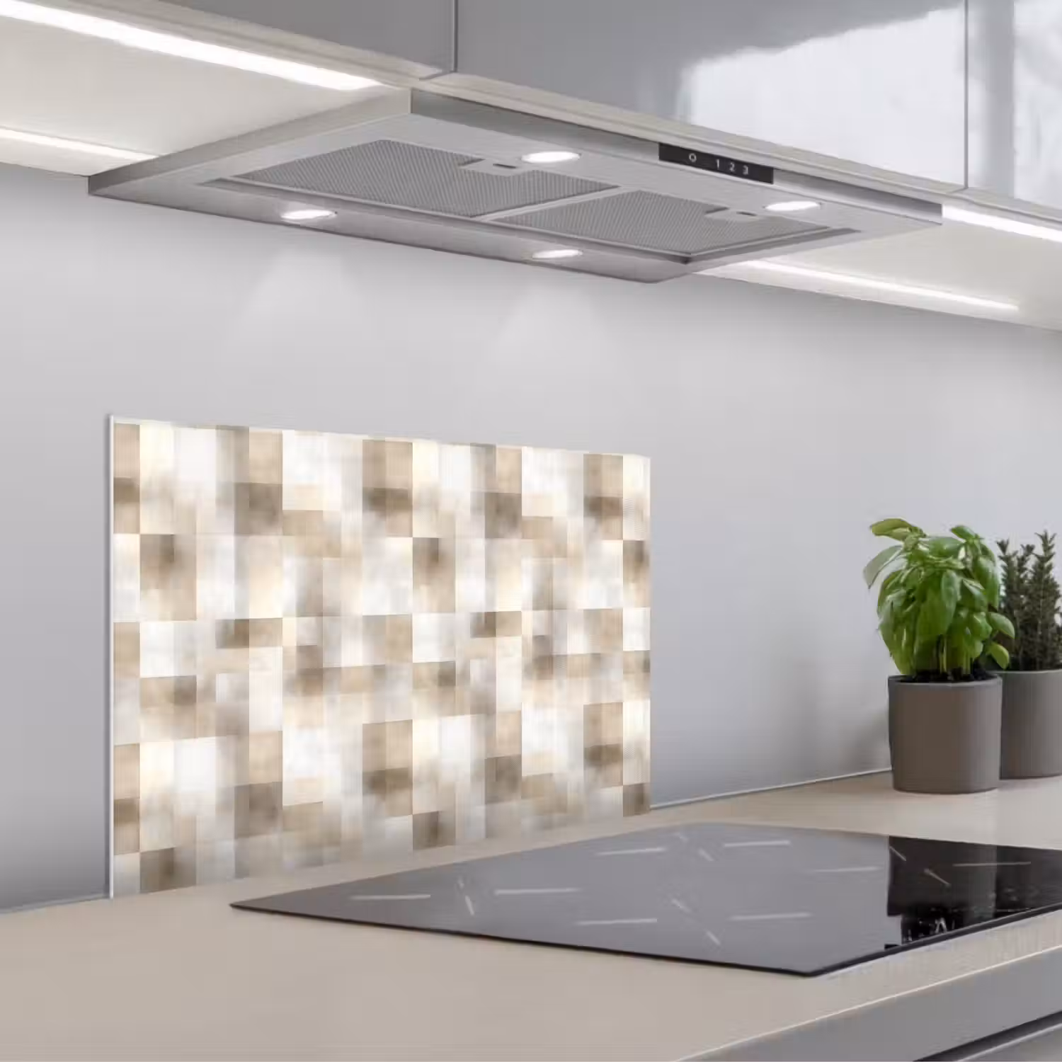 Textuur - Linnen - Beige keuken achterwand spatscherm klein 900 -3d_schuin