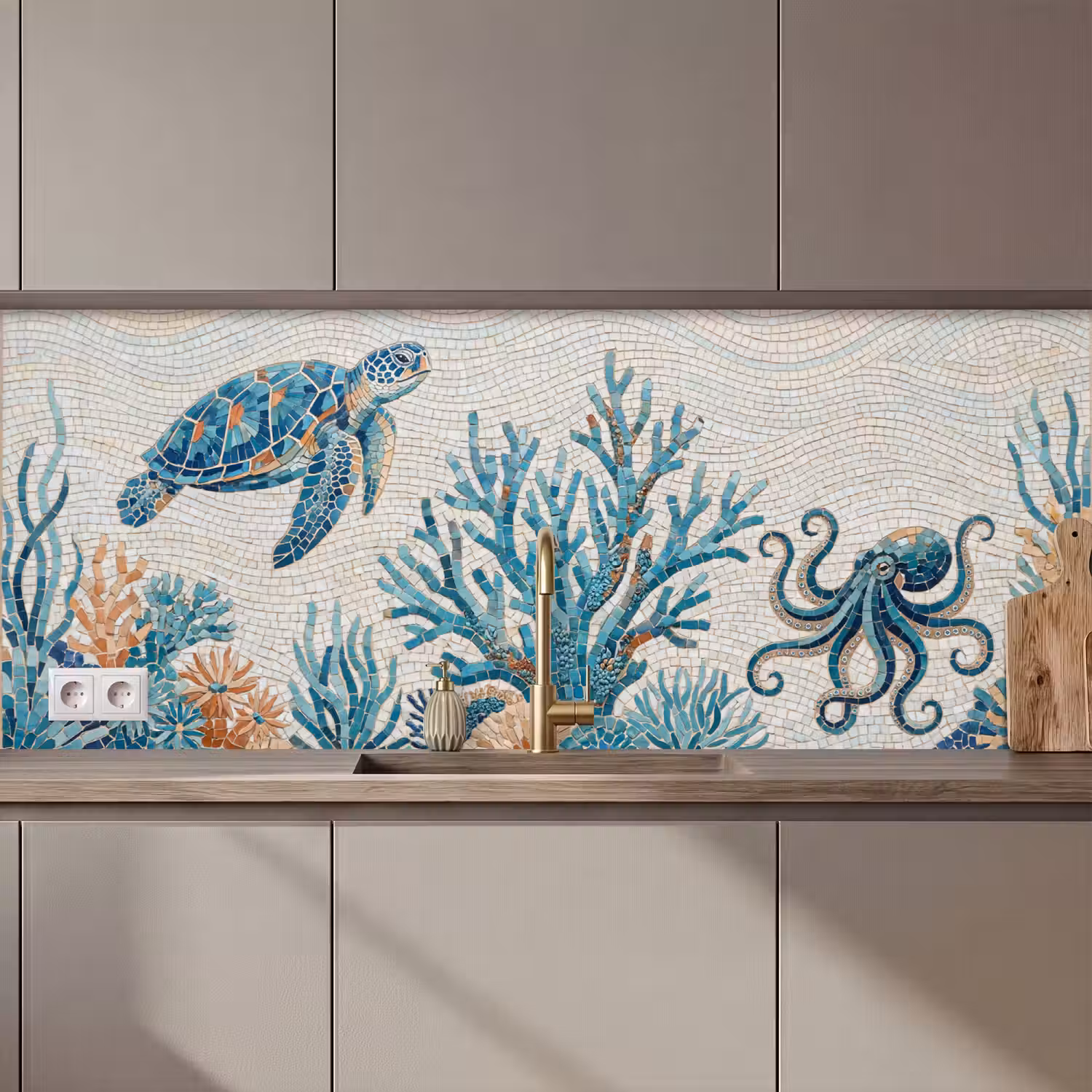 Dieren - Onderwater - Natuur - Mozaïek - Blauw keuken achterwand 2 middel zz_3dshopping