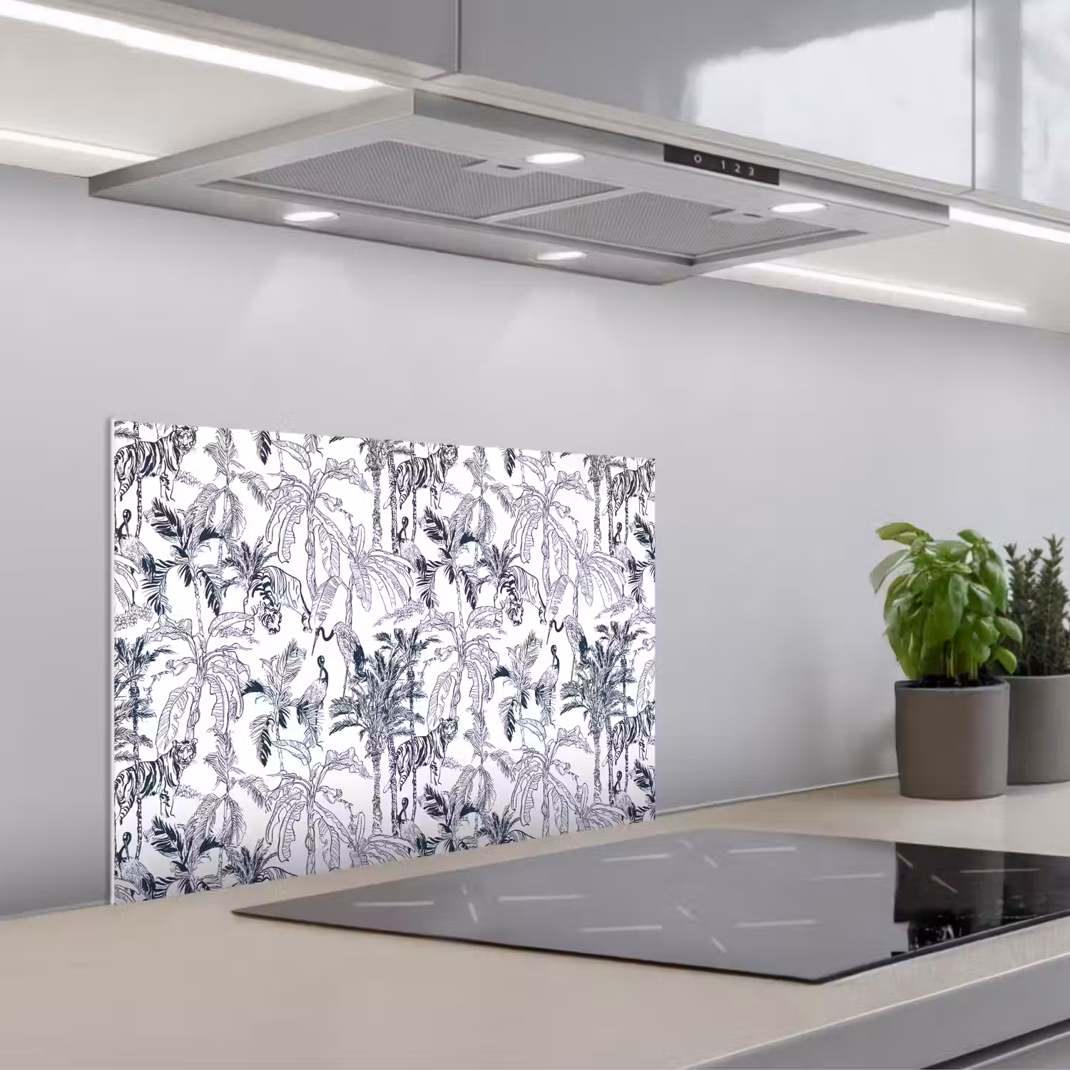 Tijger - Jungle - Blauw keuken achterwand spatscherm klein 900 -3d_schuin