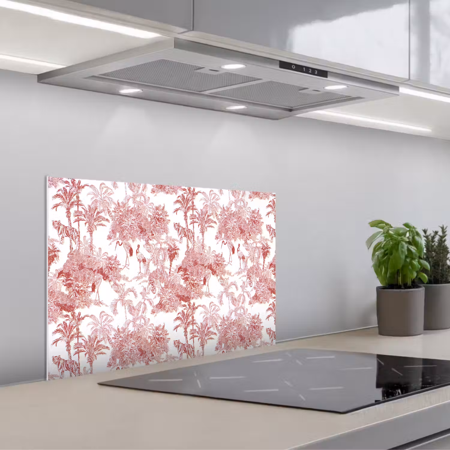 Tijger - Jungle - Natuur - Rood keuken achterwand spatscherm klein 900 -3d_schuin