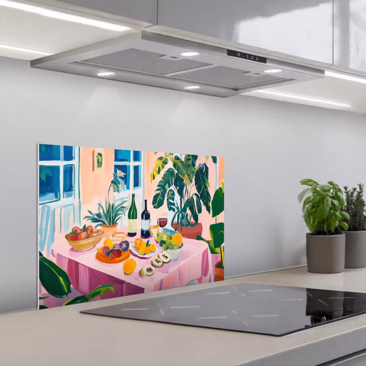 Tafel - Wijn - Fruit keuken achterwand spatscherm klein -3d_schuin