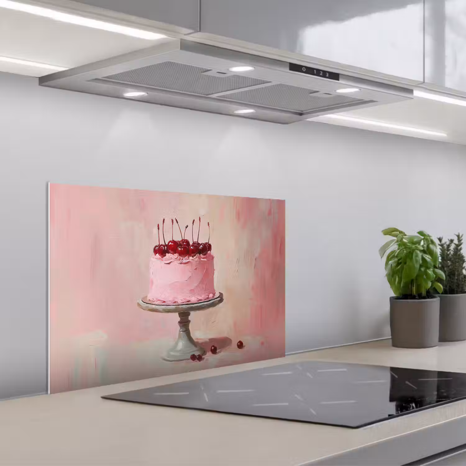 Taart - Pink - Cherry keuken achterwand spatscherm klein -3d_schuin
