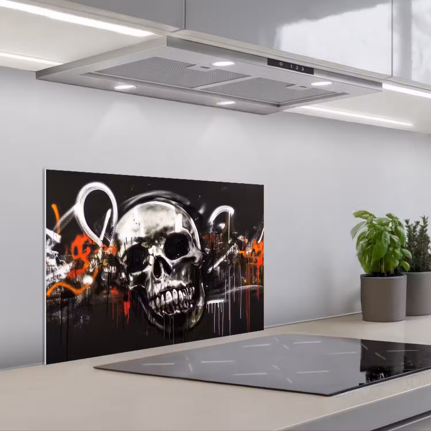 Schedels - Kunst - Donker - Rood keuken achterwand spatscherm klein -3d_schuin