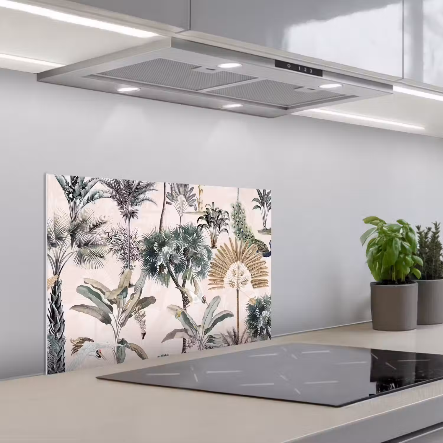 Tropisch - Bomen - Bladeren - Jungle keuken achterwand spatscherm klein -3d_schuin
