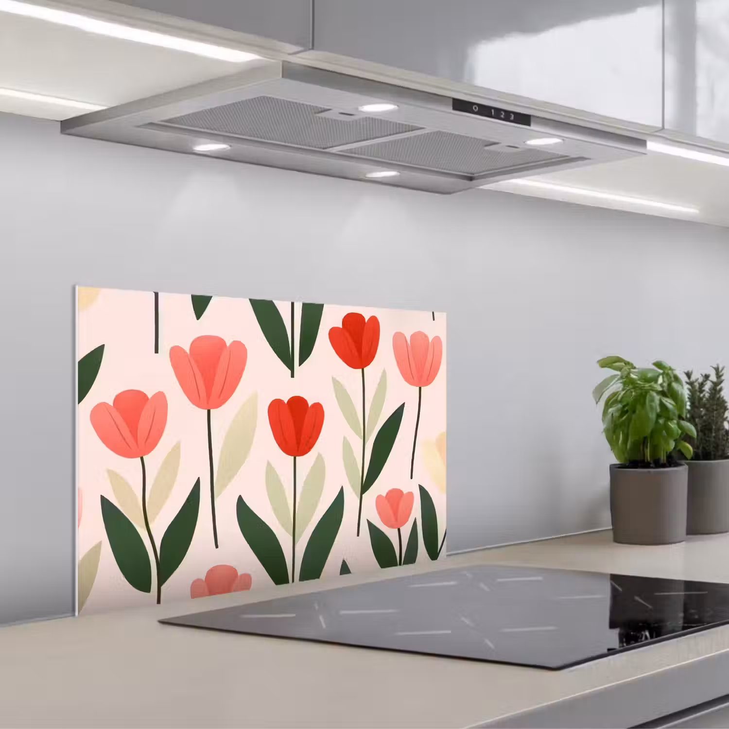 Tulpen - Modern - Roze keuken achterwand spatscherm klein -3d_schuin
