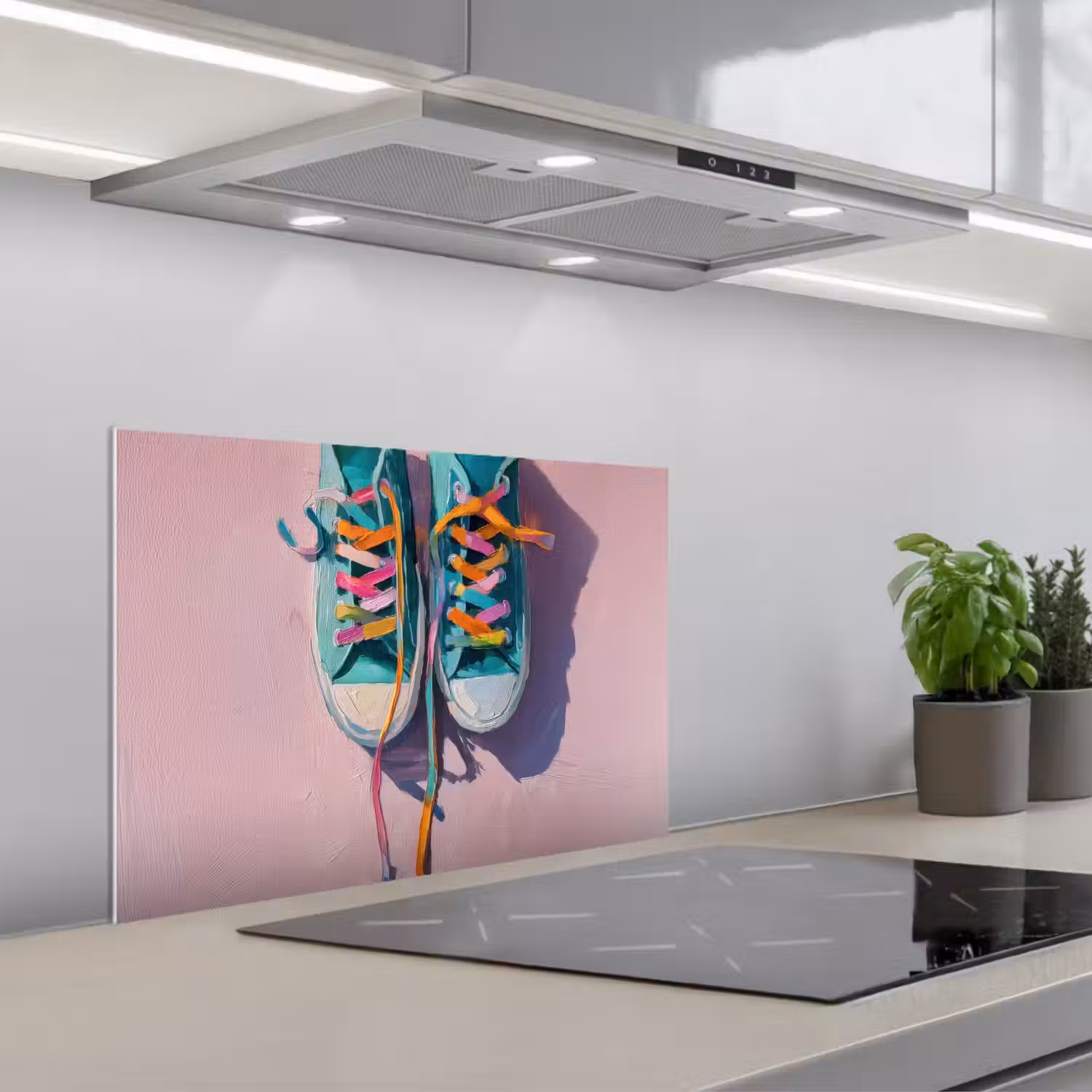 Sneakers - Veters - Kleurrijk - Schaduw keuken achterwand spatscherm klein -3d_schuin