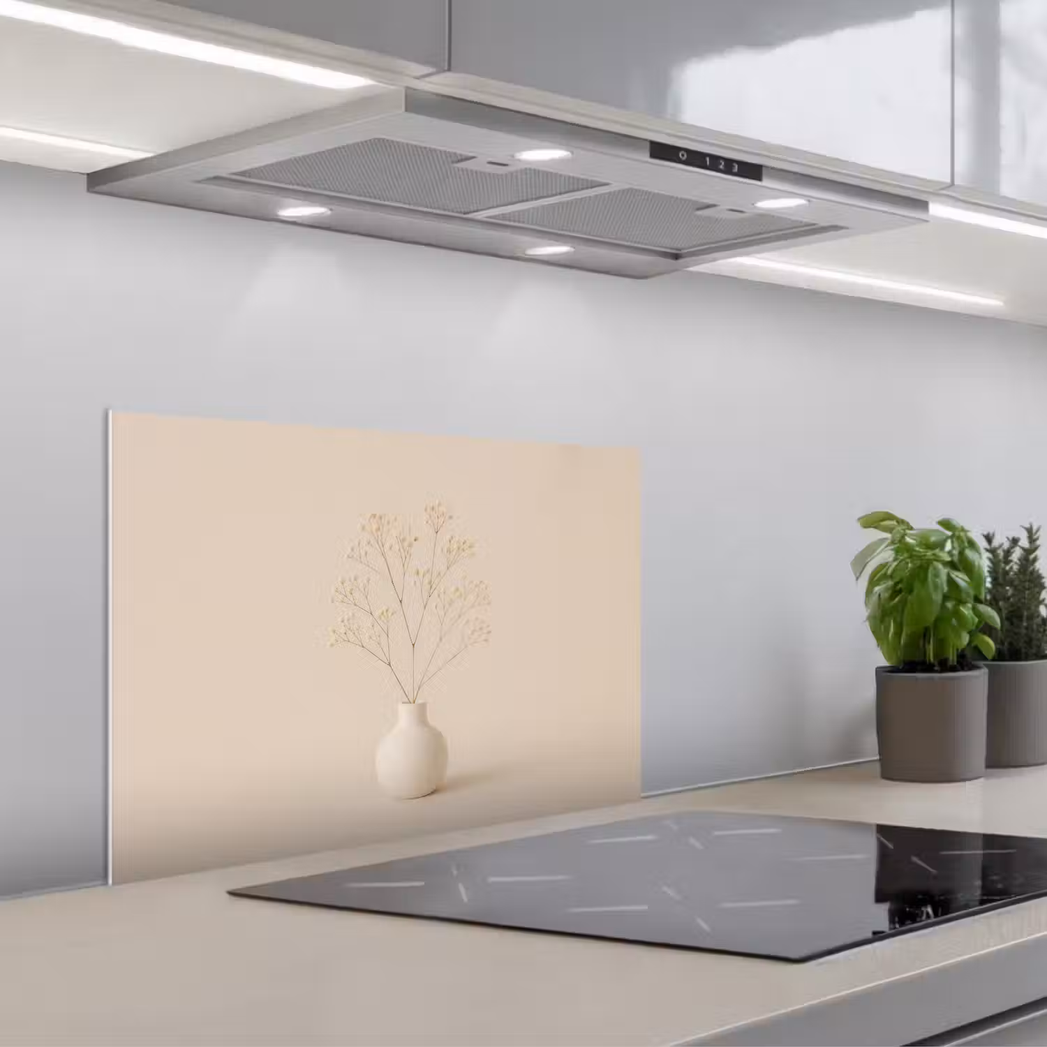 Vaas - Takken - Bloemetjes - Wit keuken achterwand spatscherm klein -3d_schuin