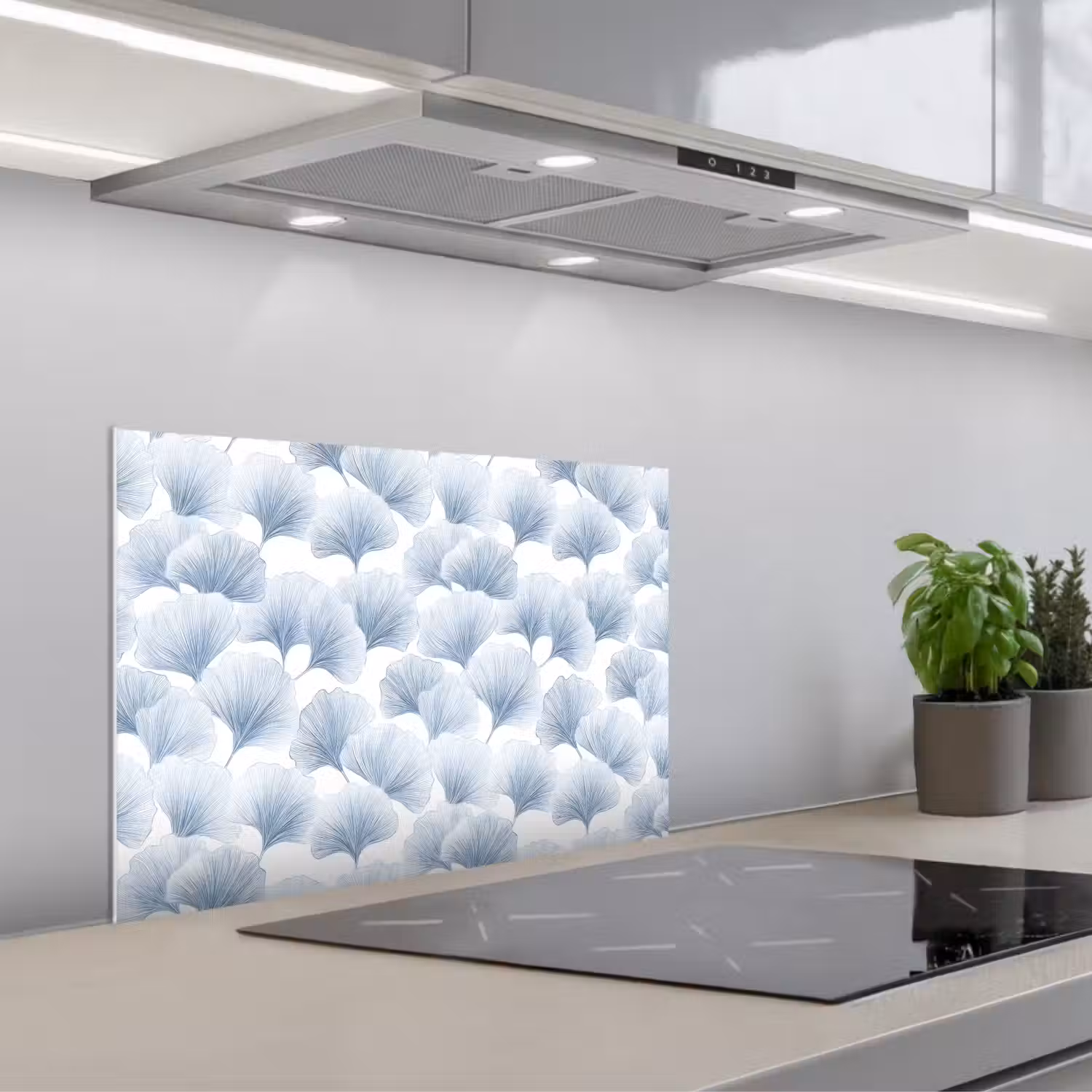 Waaier - Modern - Blauw keuken achterwand spatscherm klein 900 -3d_schuin