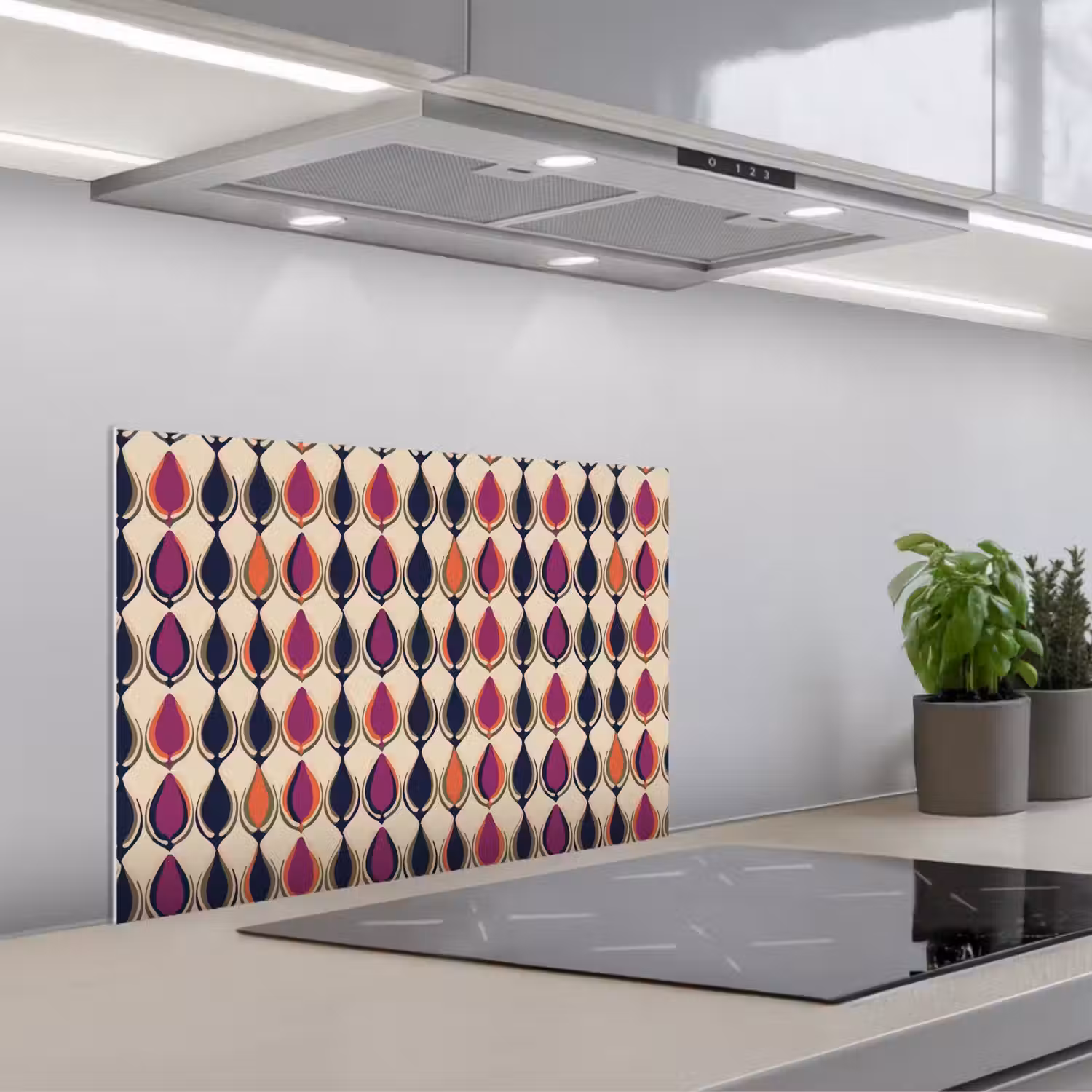 Vintage - Retro - Kleurrijk keuken achterwand spatscherm klein 900 -3d_schuin