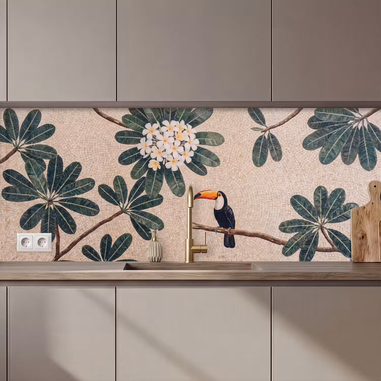 Vogel - Mozaïek - Tropisch - Natuur - Kleurrijk keuken achterwand 2 middel zz_3dshopping