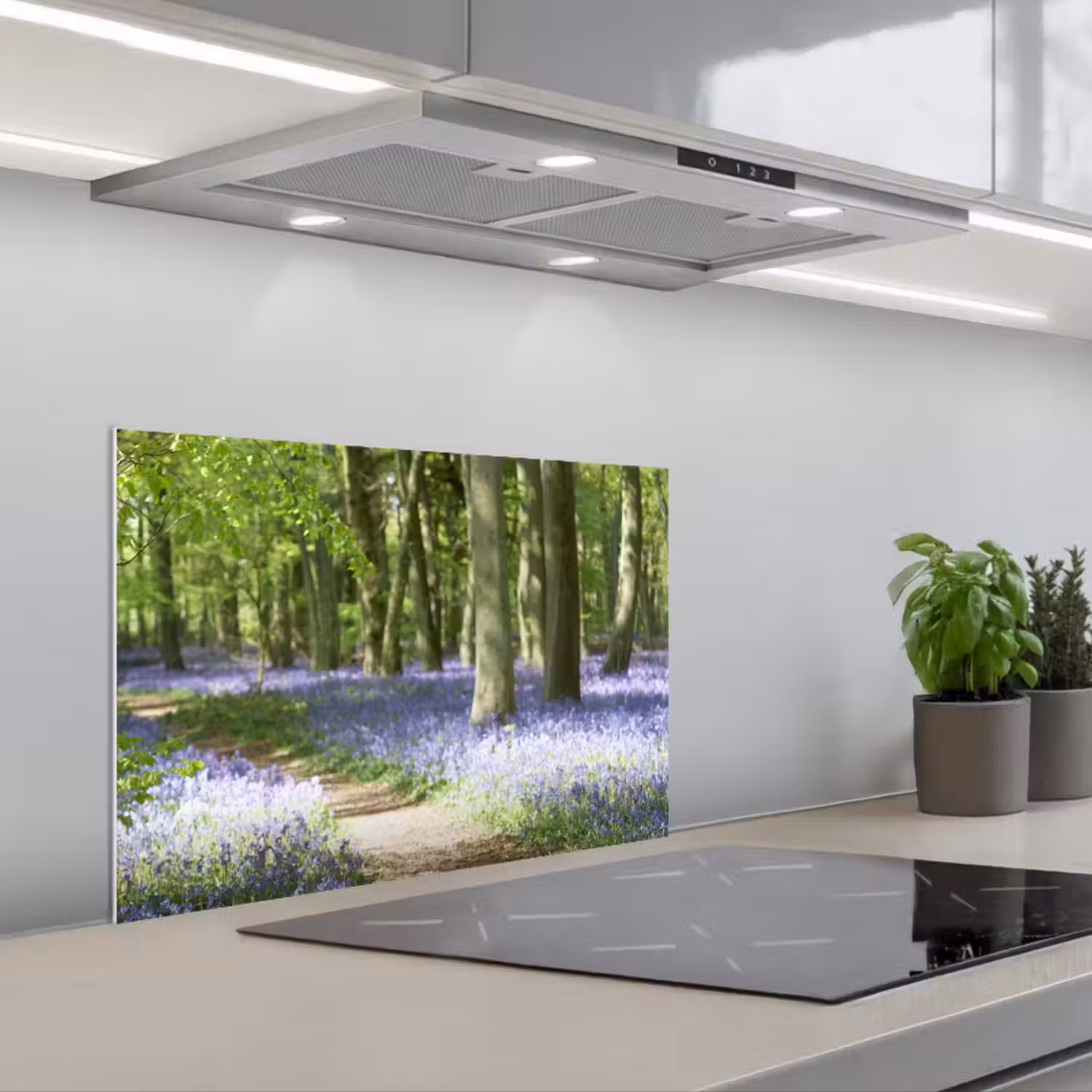 Bos - Pad - Bloemen - Paars - Groen - Natuur keuken achterwand spatscherm klein -3d_schuin