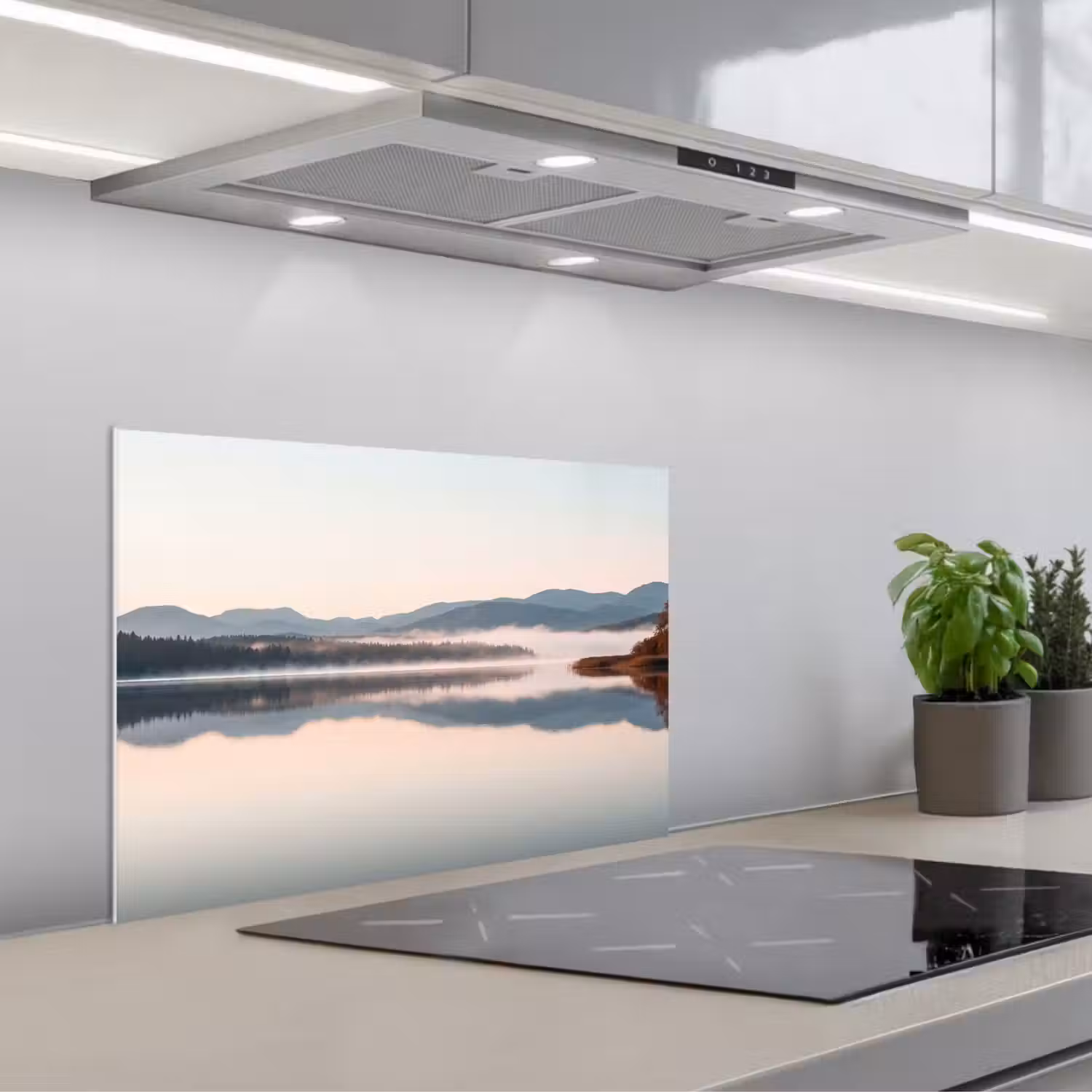 Water - Bomen - Mistlaag keuken achterwand spatscherm klein -3d_schuin