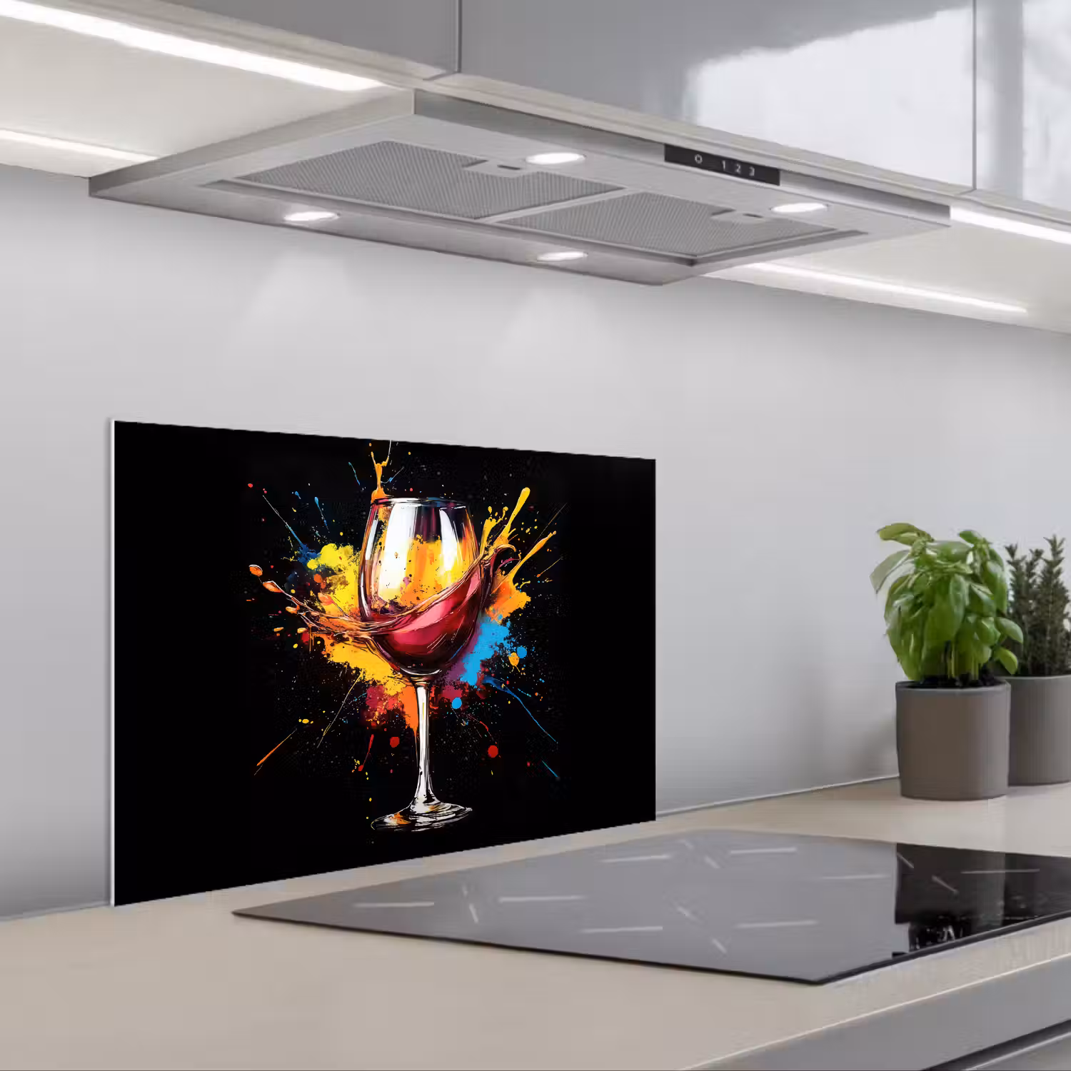 Wijn - Glas - Graffiti - Borrel - Rood - Verf keuken achterwand spatscherm klein -3d_schuin