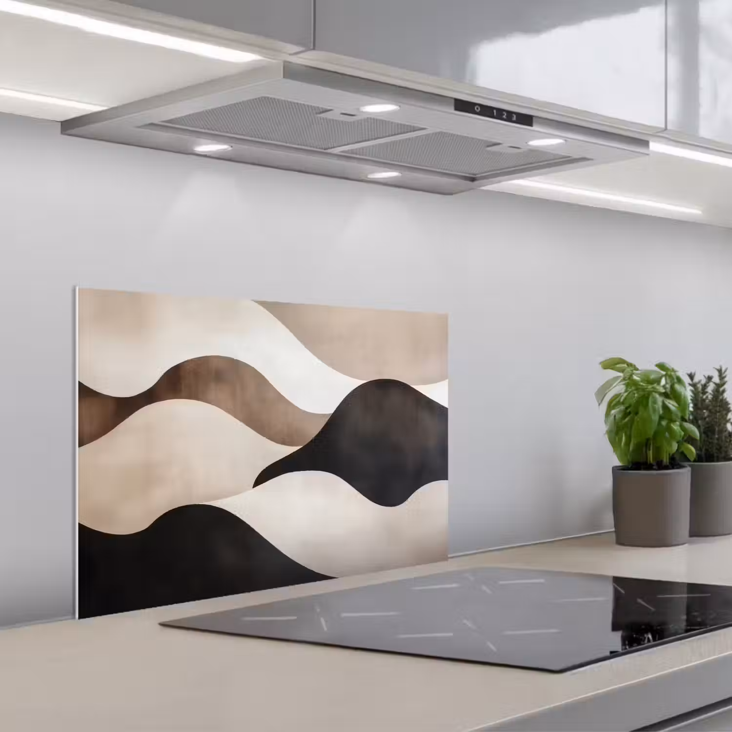 Golven - Abstract - Beige keuken achterwand spatscherm klein -3d_schuin