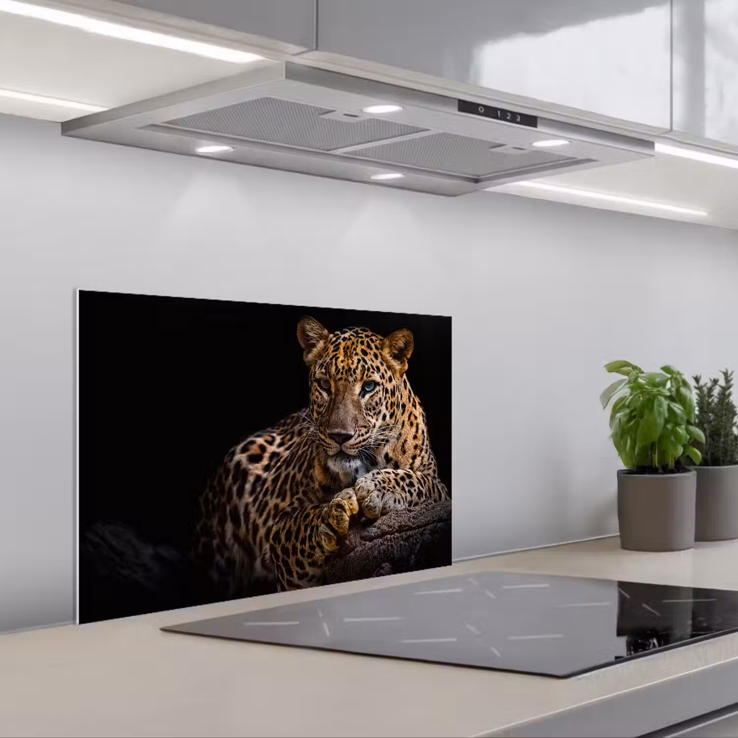 Wilde dieren - Panter - Portret - Zwart - Dieren keuken achterwand spatscherm klein -3d_schuin