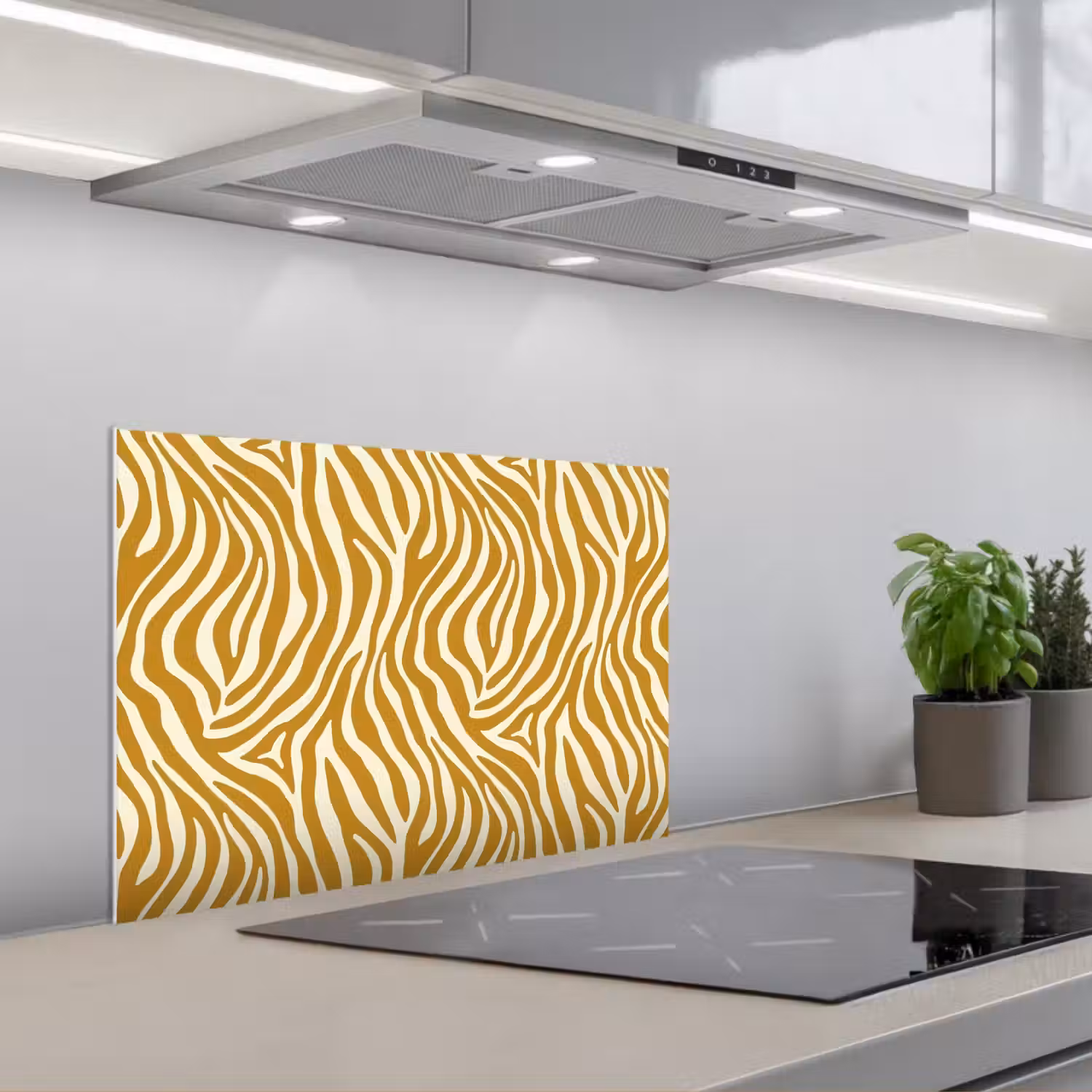 Zebra - Klassiek - Oker - Geel keuken achterwand spatscherm klein 900 -3d_schuin