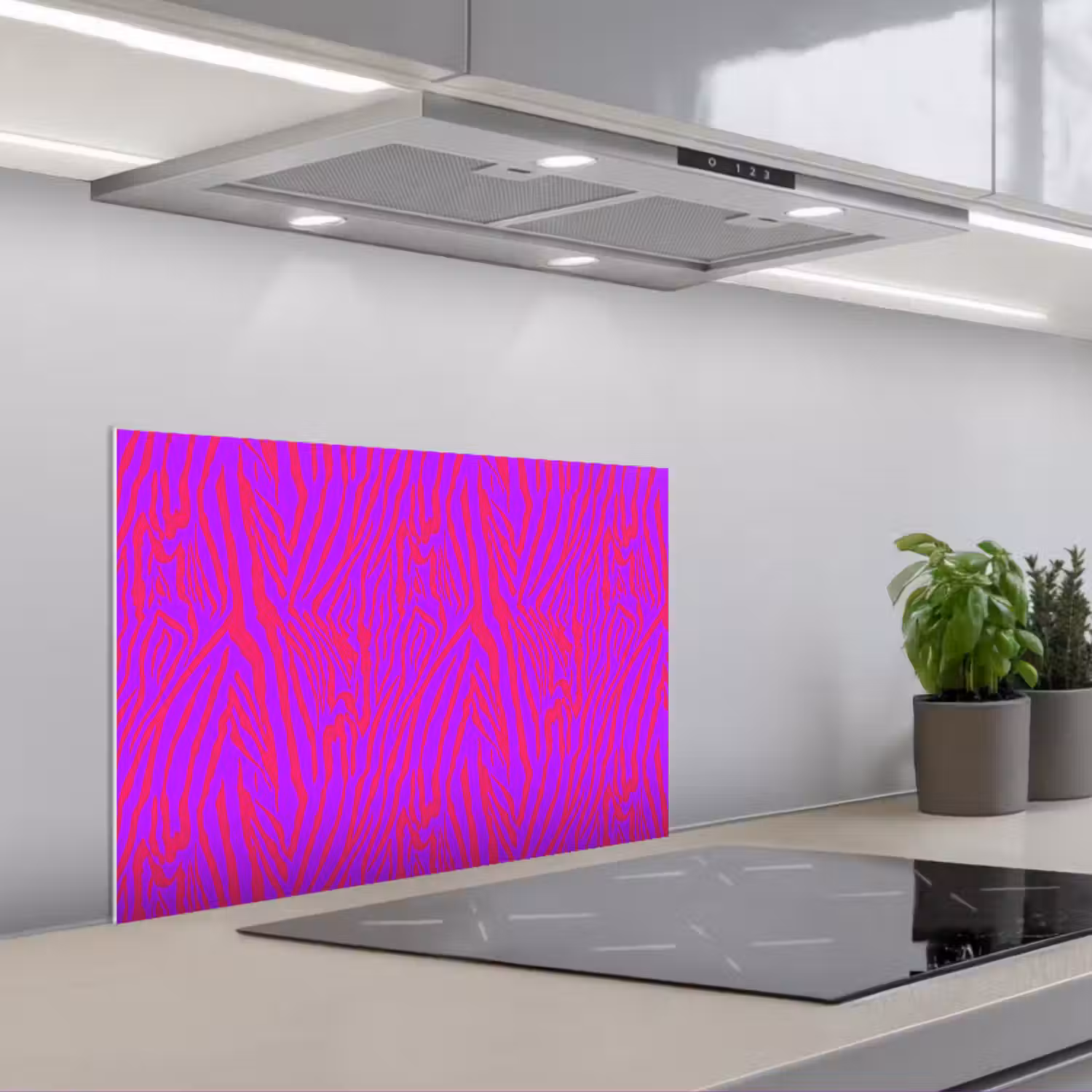 Zebra - Neon - Roze - Paars keuken achterwand spatscherm klein 900 -3d_schuin