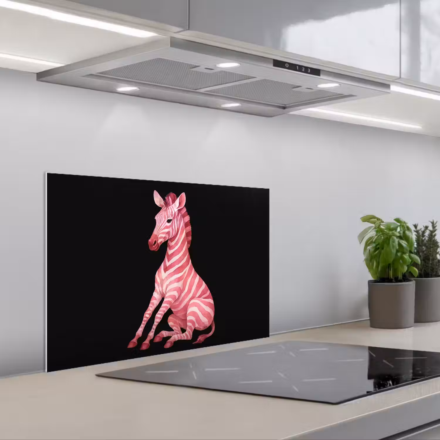Zebra - Roze - Gestreept keuken achterwand spatscherm klein -3d_schuin