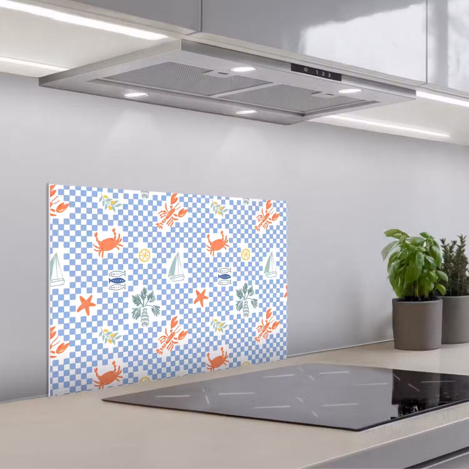 Zee - Sfeer - Zeilboot - Blauw keuken achterwand spatscherm klein 900 -3d_schuin