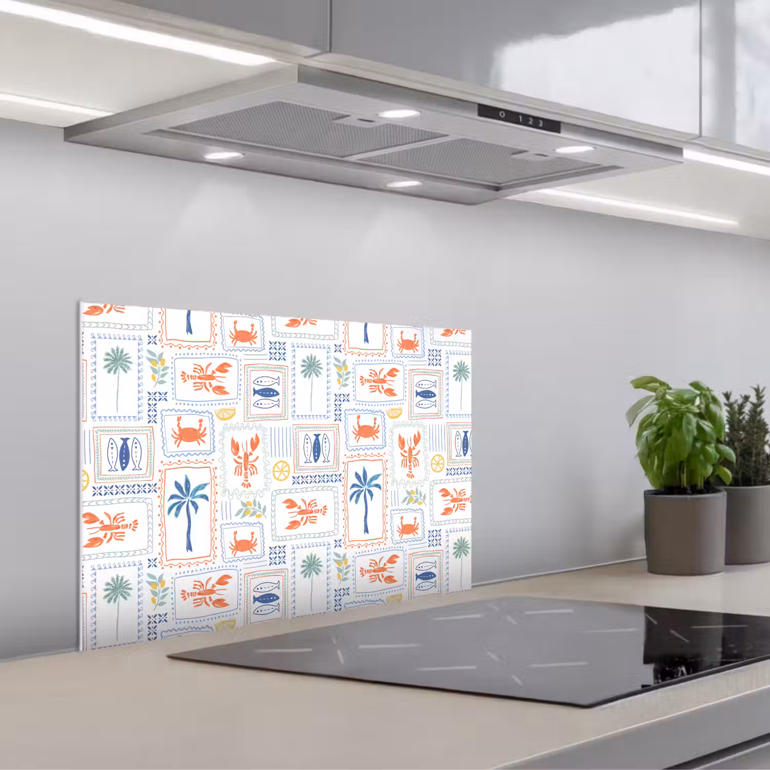 Italiaans - Zee - Sfeer - Krab - Multi keuken achterwand spatscherm klein 900 -3d_schuin