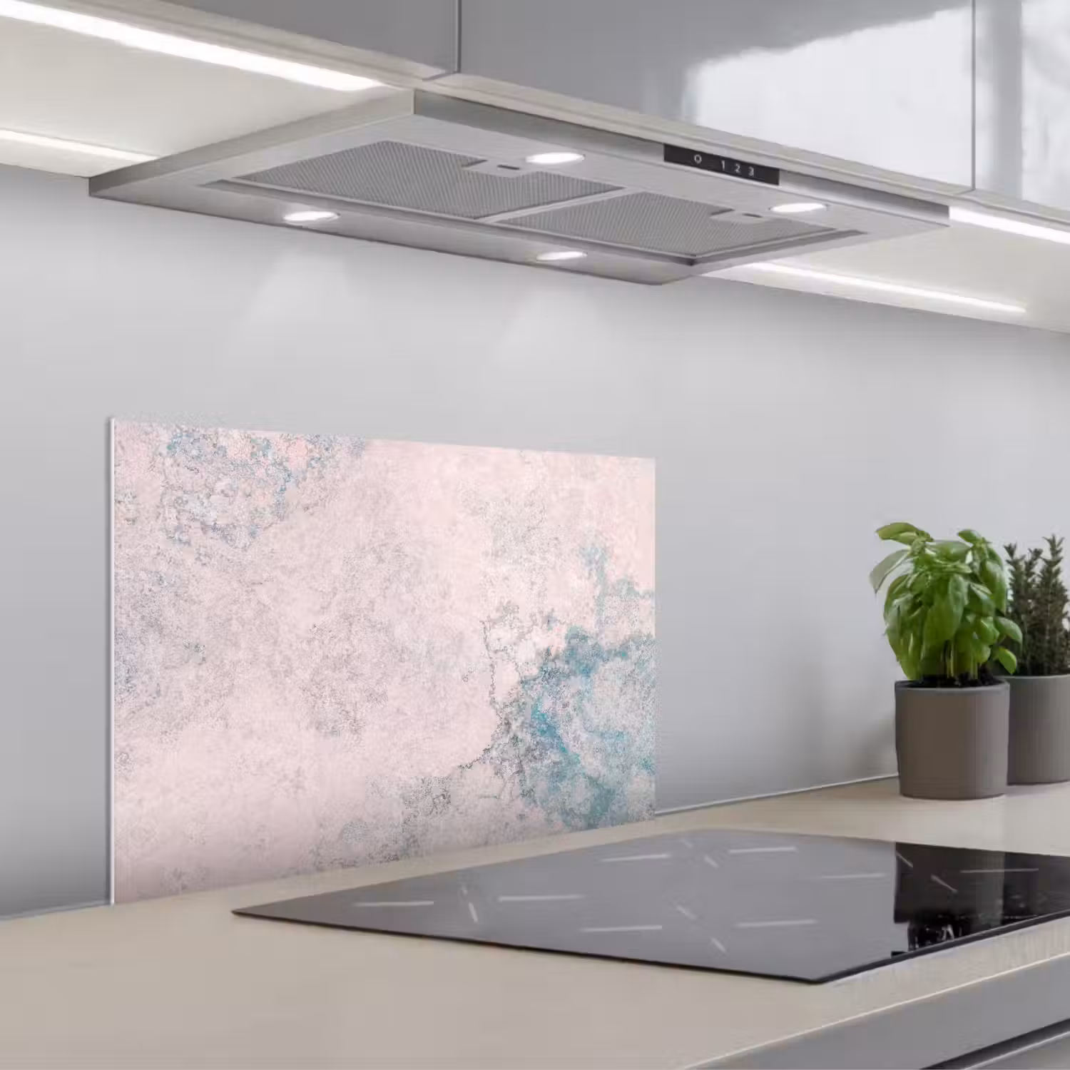 Cement - Beton - Retro - Industrieel - Wit - Blauw keuken achterwand spatscherm klein -3d_schuin
