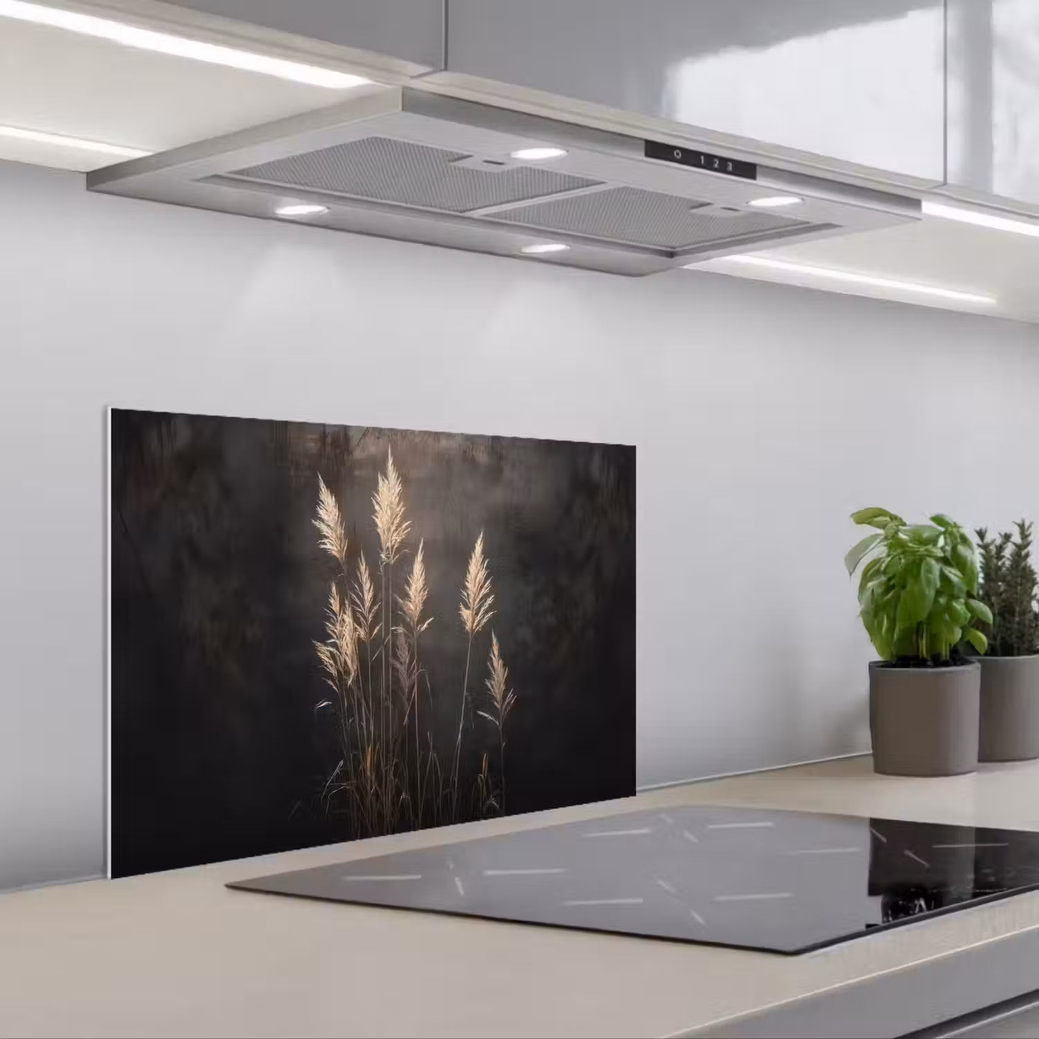 Siergras - Pluimen - Verlichting - Zwart keuken achterwand spatscherm klein -3d_schuin