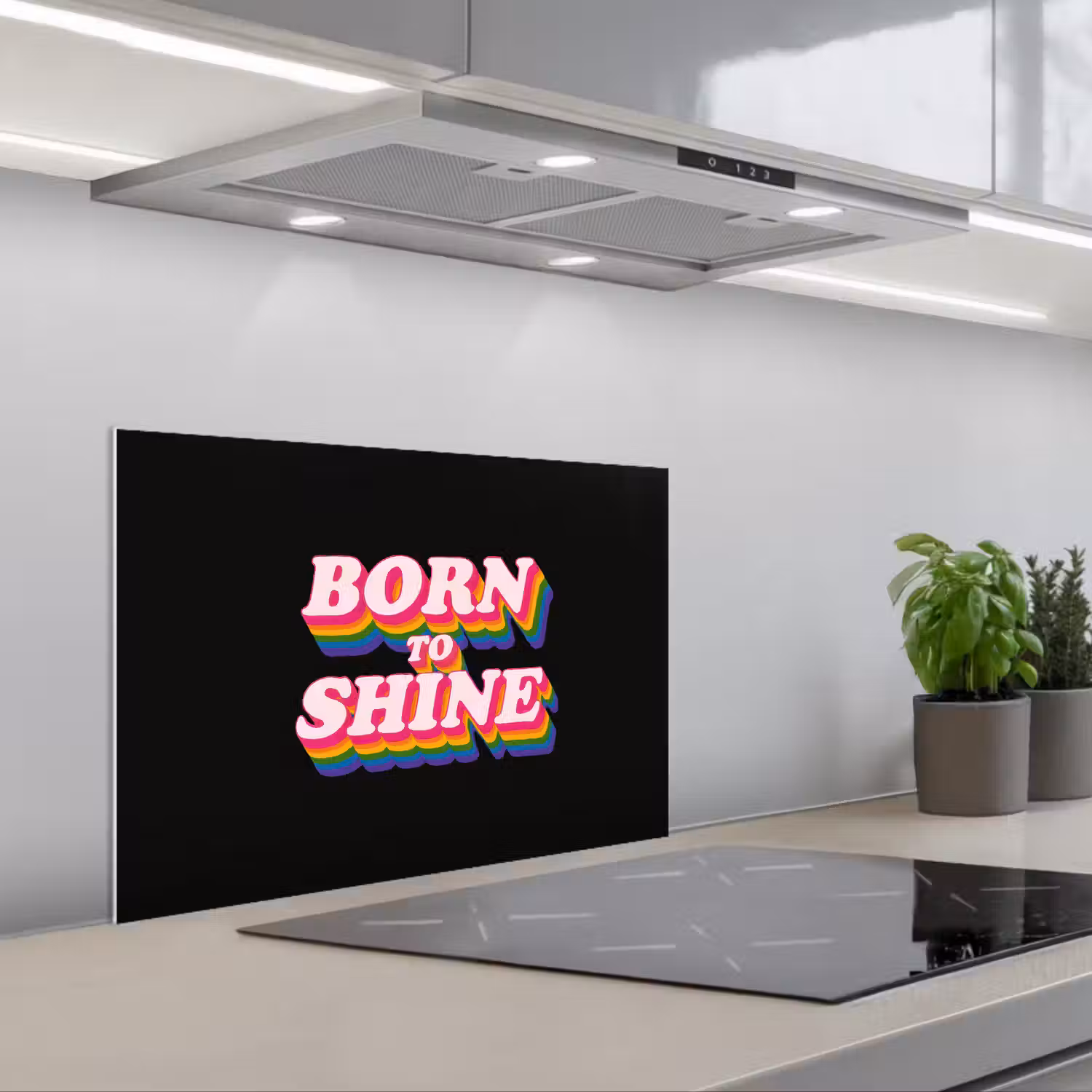Quote - Regenboog - Roze - Zwart keuken achterwand spatscherm klein -3d_schuin