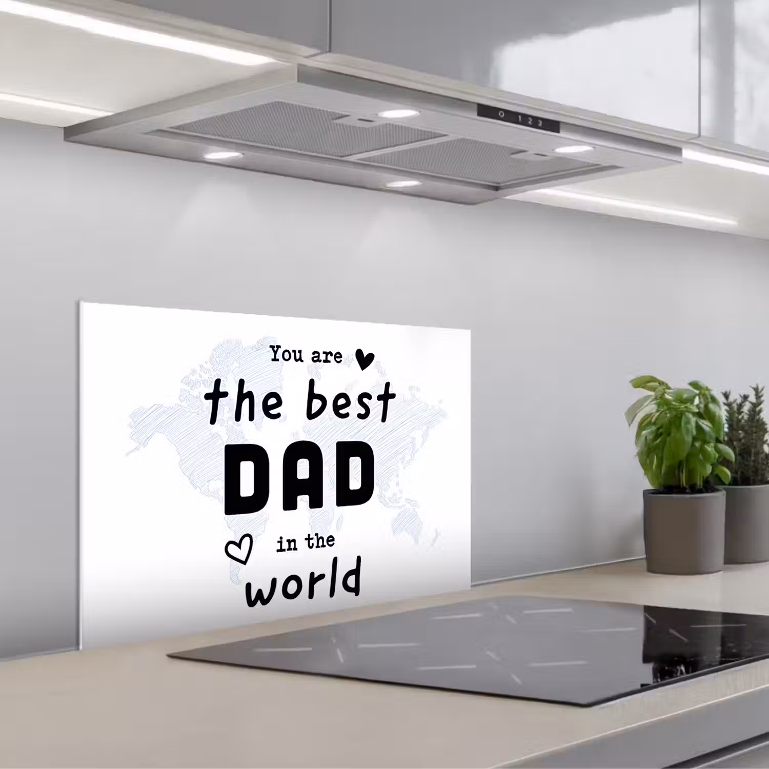 Quotes - The best dad in the world - Spreuken - Papa keuken achterwand spatscherm klein -3d_schuin