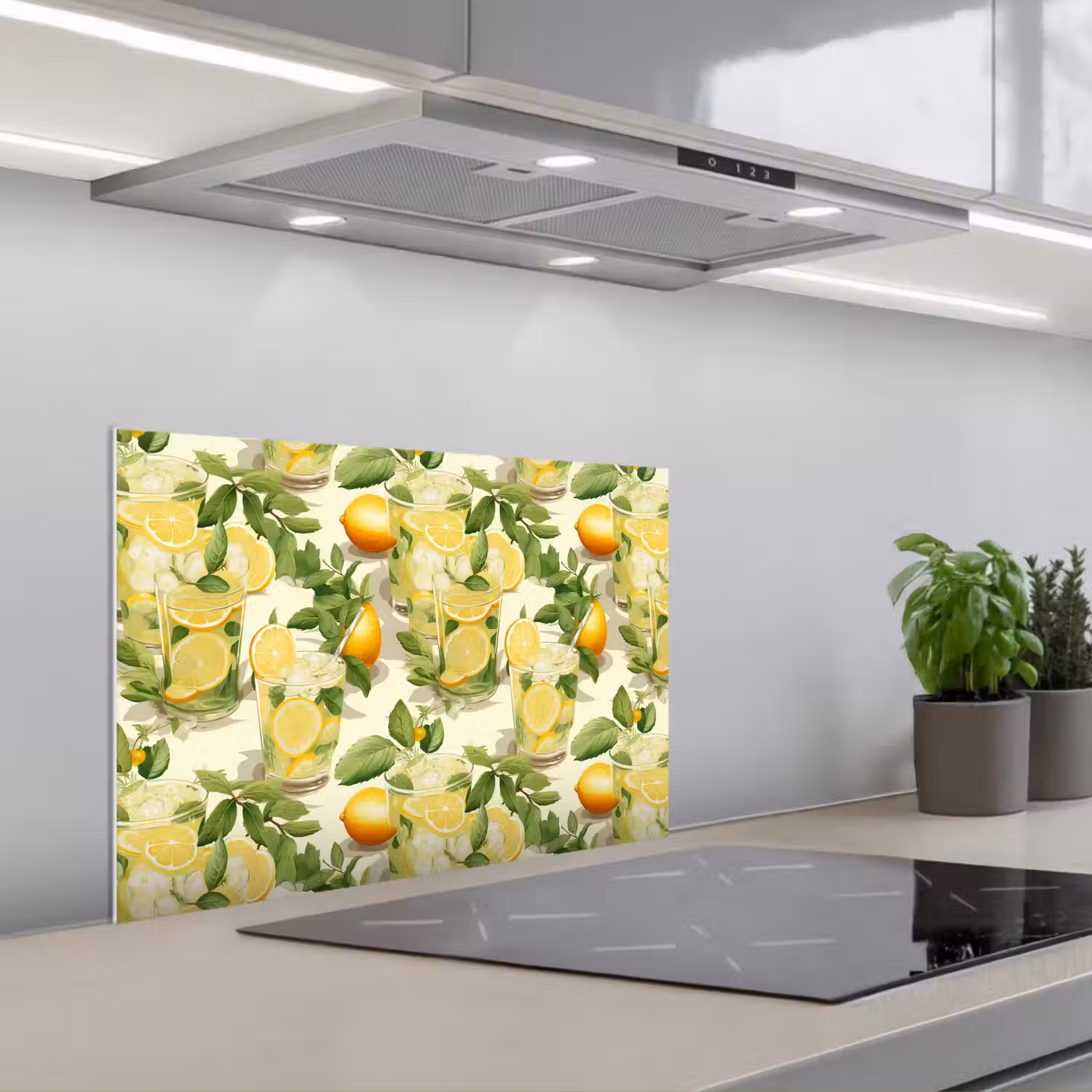 Citroen - Drankje - Glas - Munt keuken achterwand spatscherm klein 900 -3d_schuin