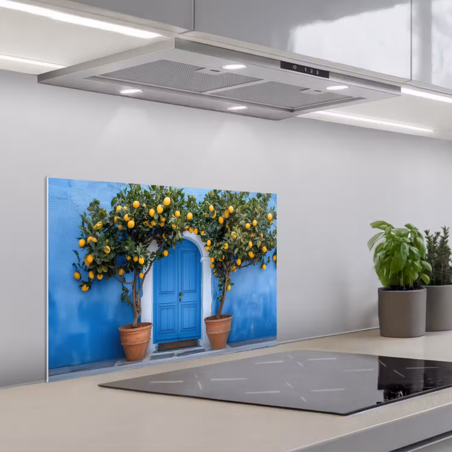 Citroenbomen - Geel - Deur - Potten keuken achterwand spatscherm klein -3d_schuin