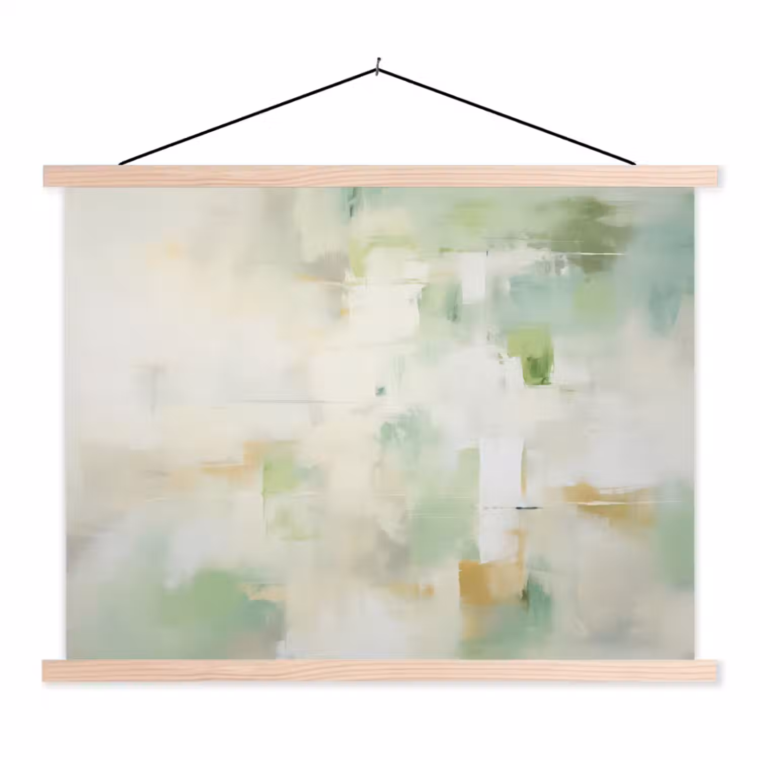 Abstract - Kunst - Wit - Groen - Modern textielposter latten blank klein -3d
