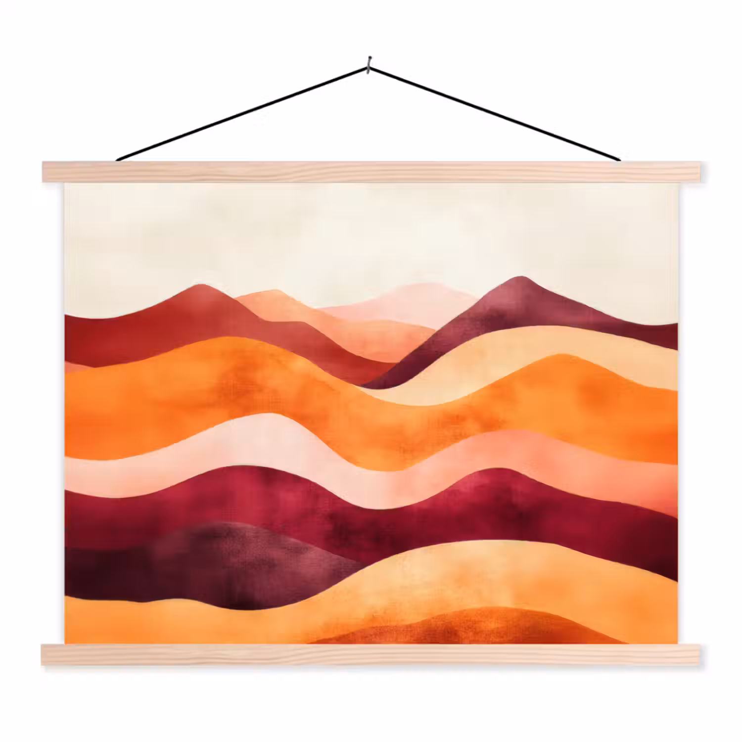 Abstract - Landschap - Golven textielposter latten blank klein -3d