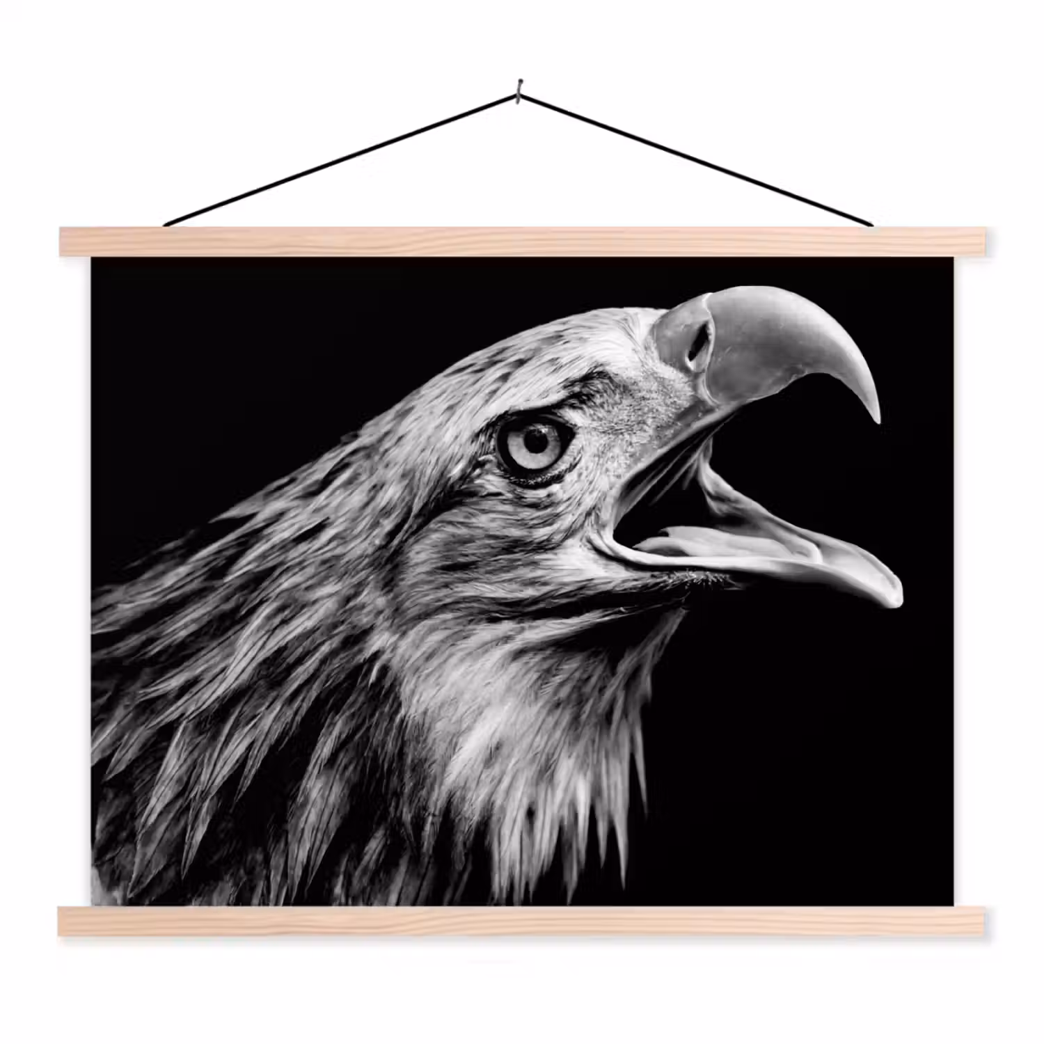 Adelaar - Portret - Roofvogels - Zwart - Wit - Vogel textielposter latten blank klein -3d