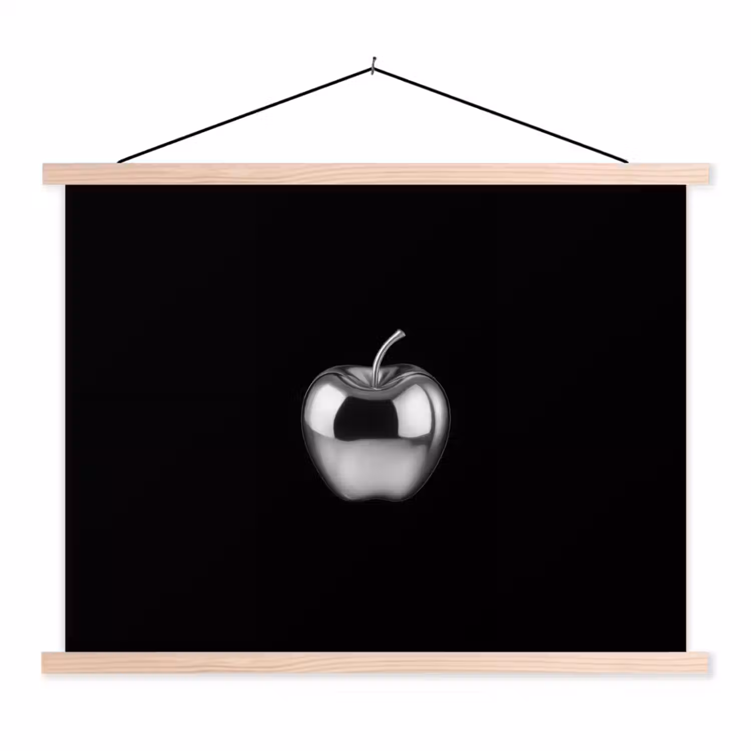 Appel - Metallic - Symmetrisch textielposter latten blank klein -3d